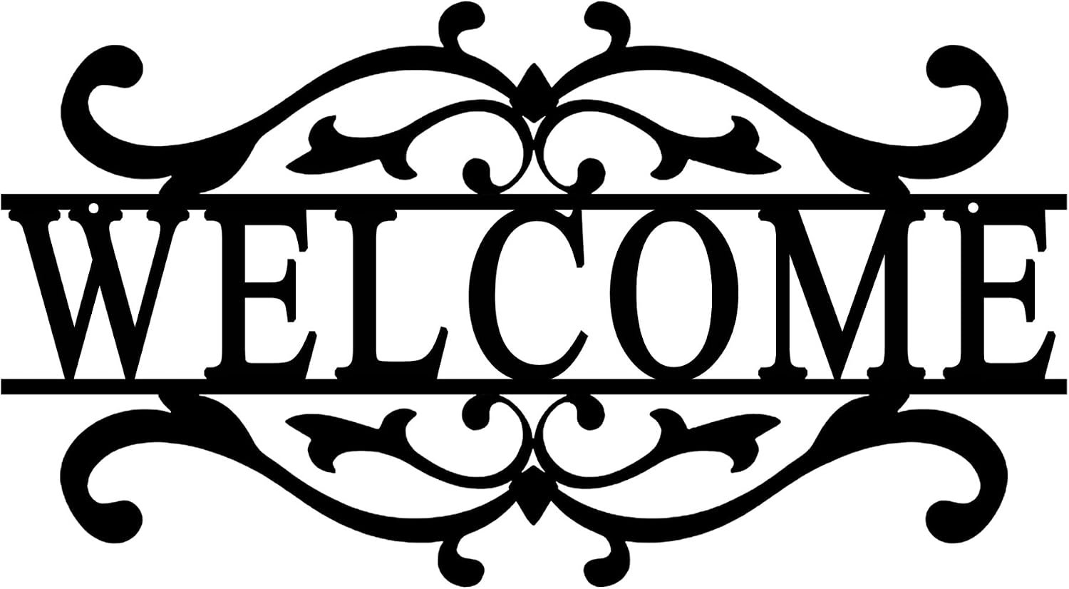 AHYS Metal Welcome Sign for Front Door Front Porch Black Welcome Door Sign for Indoor Outdoor Wall Decor