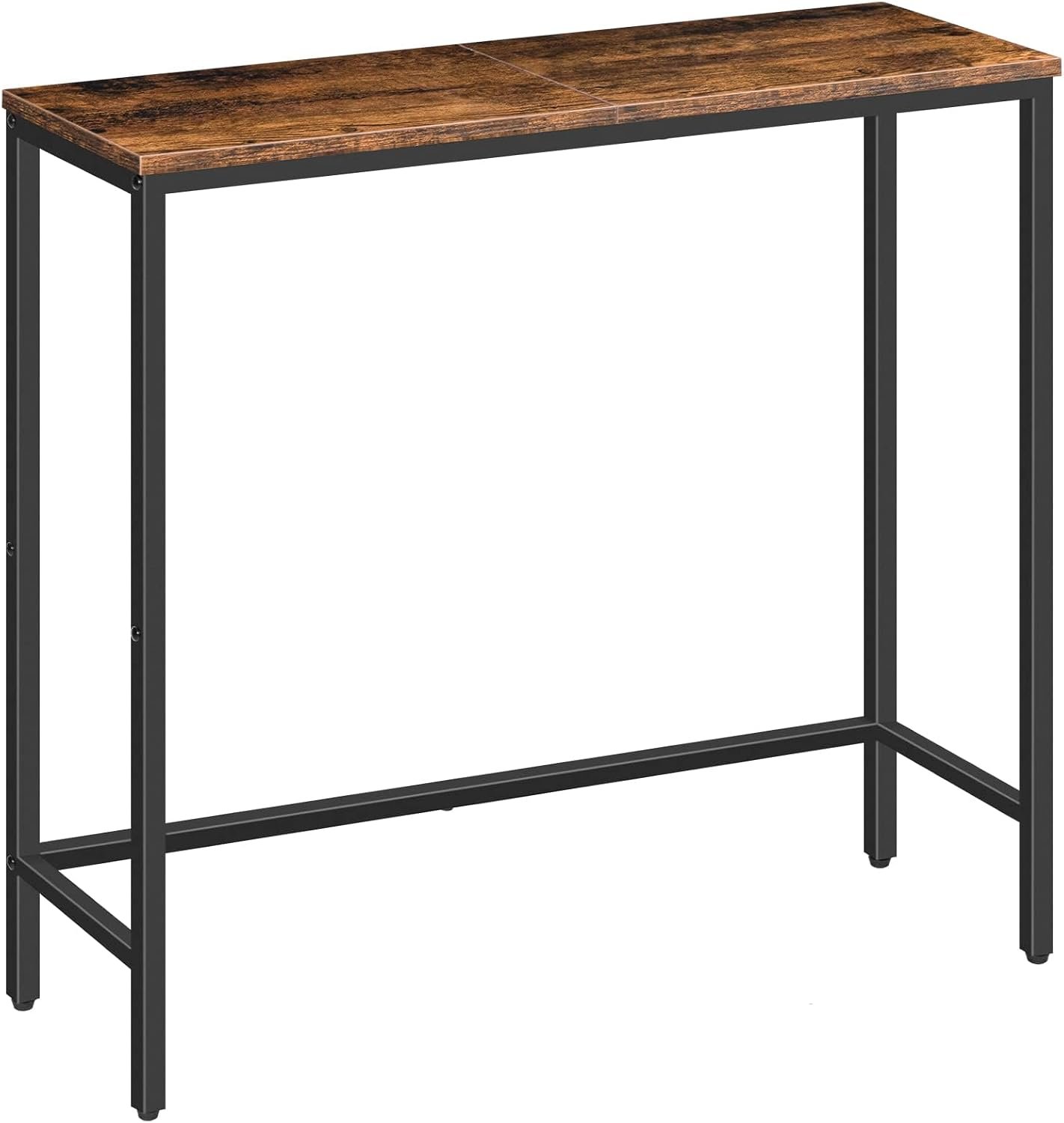 HOOBRO Narrow Console Table, 29.5″ Small Entryway Table, Thin Sofa Side Display Table, for Hallway, Bedroom, Living Room, Foyer, Rustic Brown and Black BF75XG01