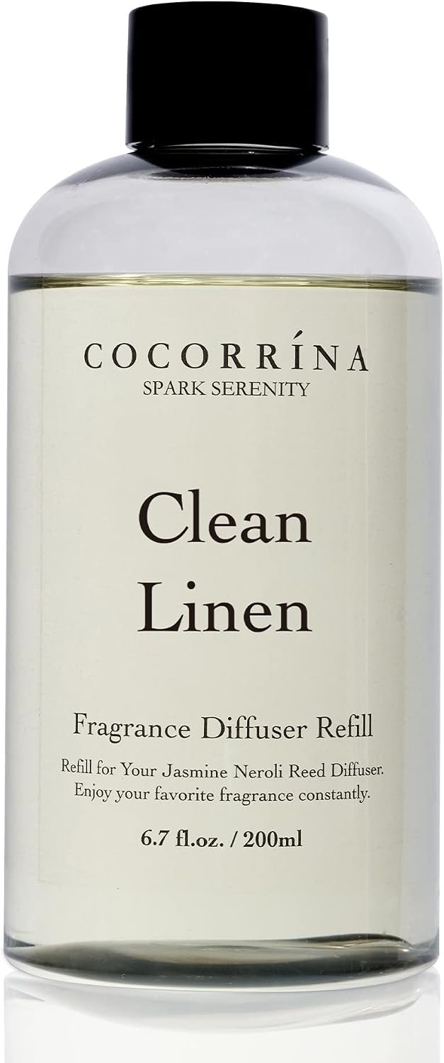 Clean Linen Scented Reed Diffuser Oil with 8 Sticks Fragrance for Bedroom, Bathroom, Oil Diffuser, Home Décor, 6.7 fl oz. (200 ml)