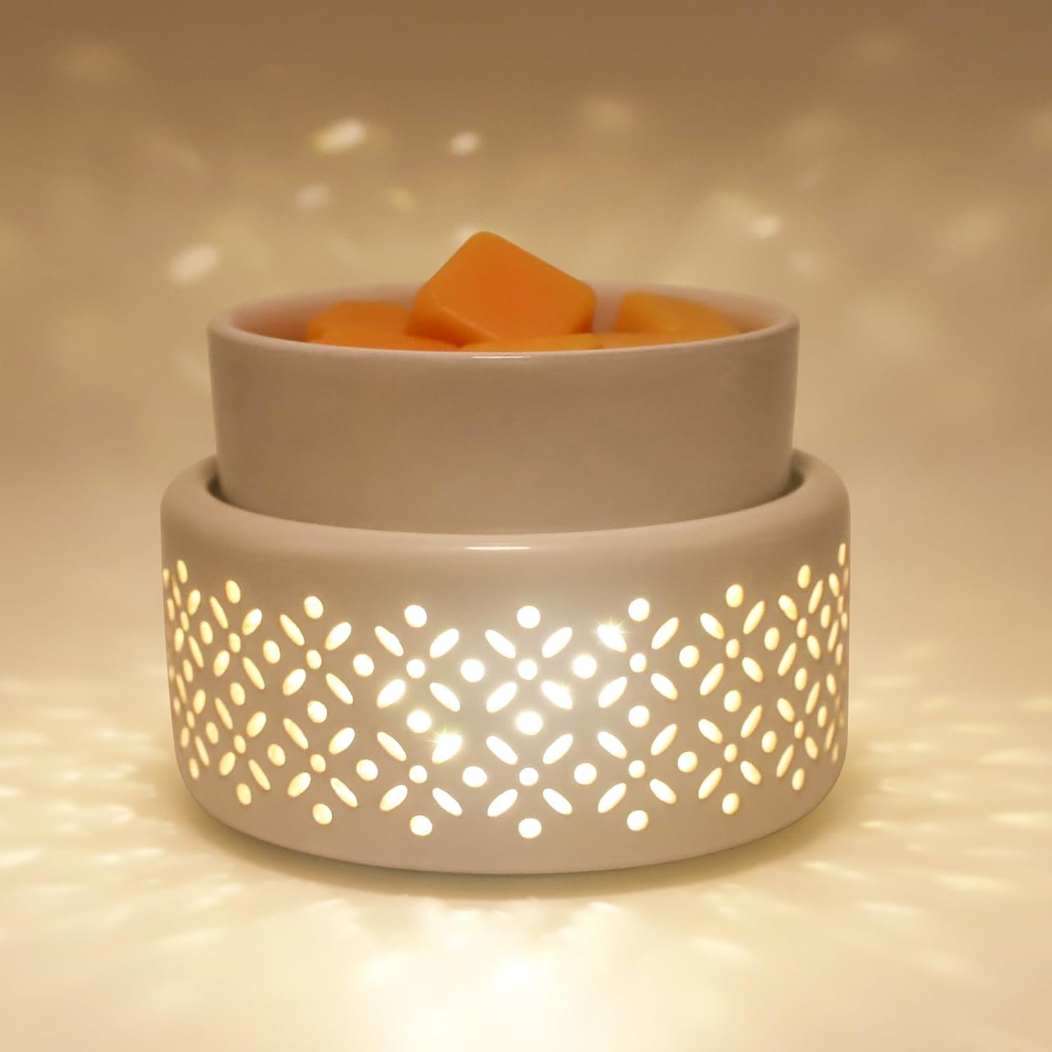 VICTORIA AROMA Ceramic Wax Melt Warmer – LED Night Light Candle Wax Warmer for Scented Wax, Electric Fragrance Wax Melter for Home, Office, Bedroom Decor, and Gifts