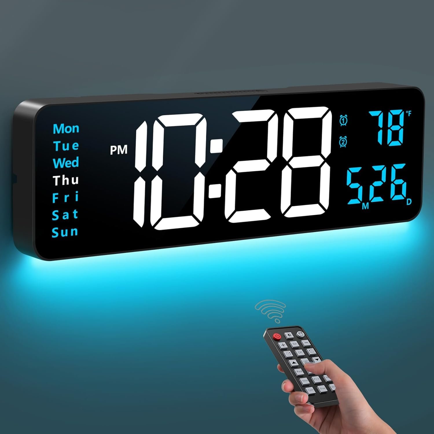 Digital Wall Clock, 16″ Large Display Digital Clock with Night Light, Wall Clock with DST, Alarm, LED, Date, Week, Temp for Living Room, Bedroom, Classroom Decor, Birthday Gift for Senior Mom Dad