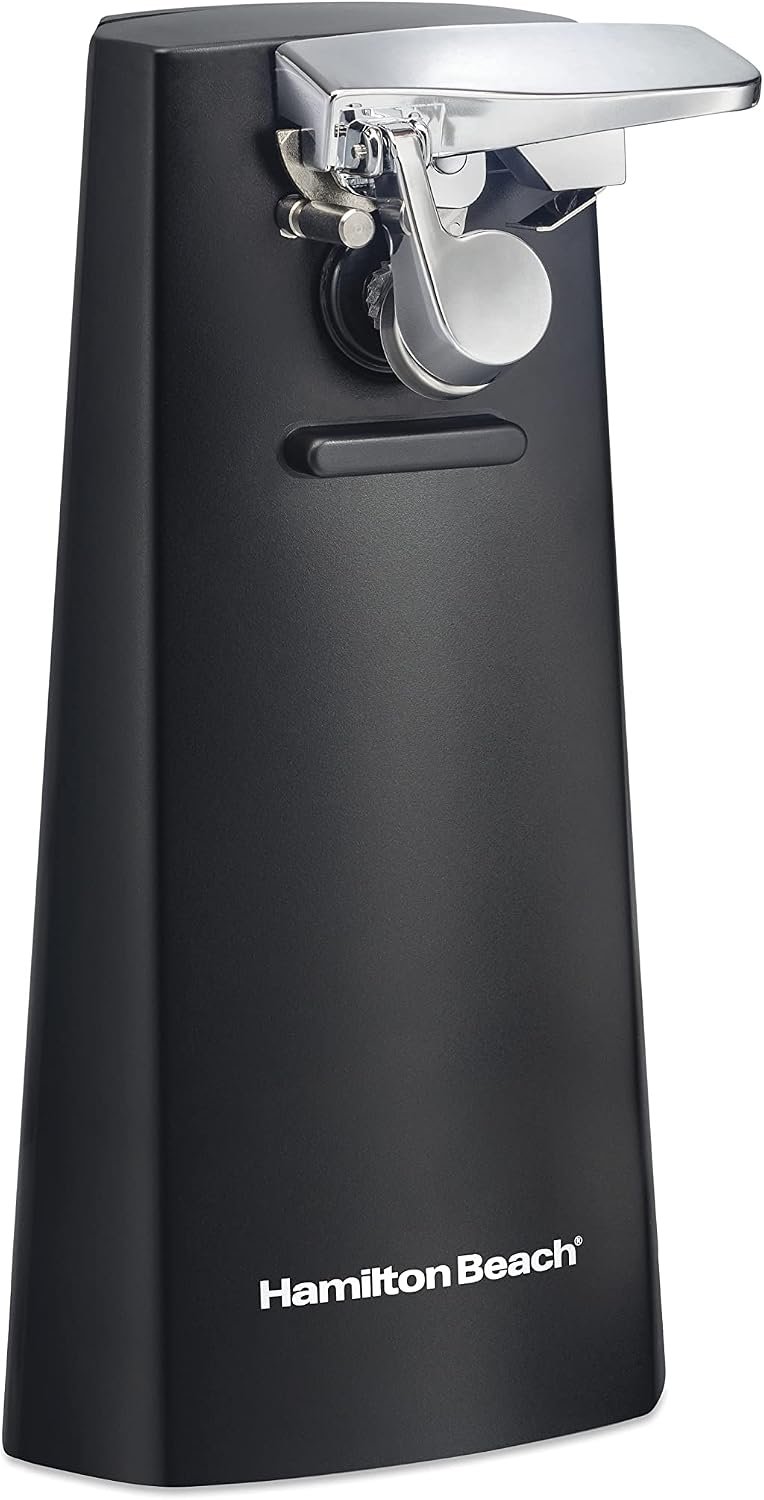Hamilton Beach Extra-Tall Electric Can Opener Knife Sharpener | Easy-Clean Detachable Cutting Lever & Blade | Cord Storage | Automatic Shutoff | Black | 76702J