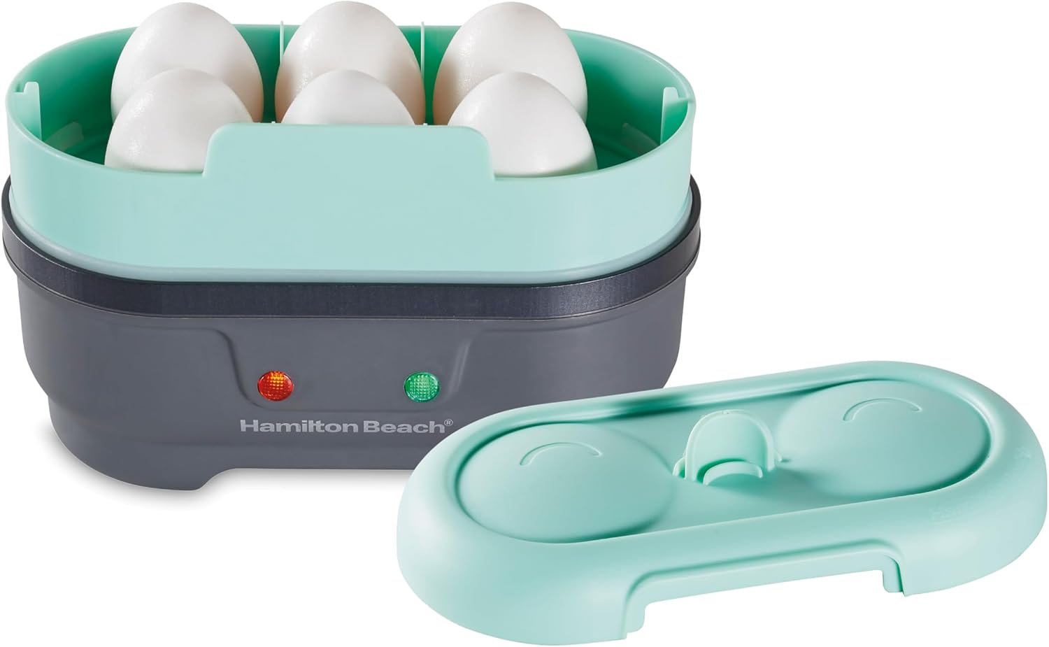 Hamilton Beach Egg Bite Maker & Electric Hard Boiled Egg Cooker | Sous Vide-Style Egg Bite Maker | Egg Poacher | Removable Nonstick Tray | Makes 2 in Under 10 Minutes | Teal | 25511MN