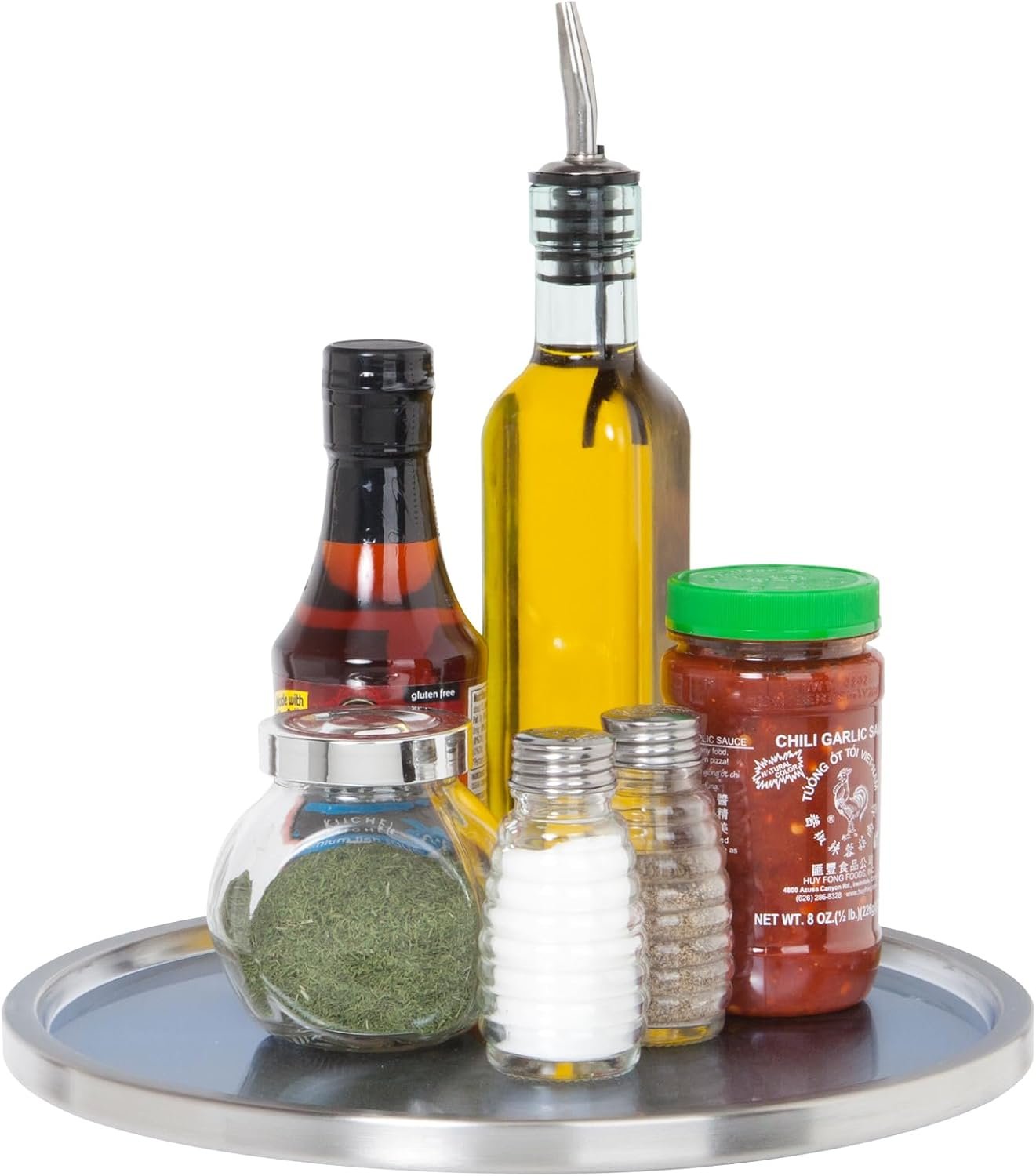 Dial Industries Lazy Susan Stainless Turntable Organizer, Polished Finish | Great for spices, condiments and canned goods, Spins smoothly for easy access, Keeps cabinets and countertops neat