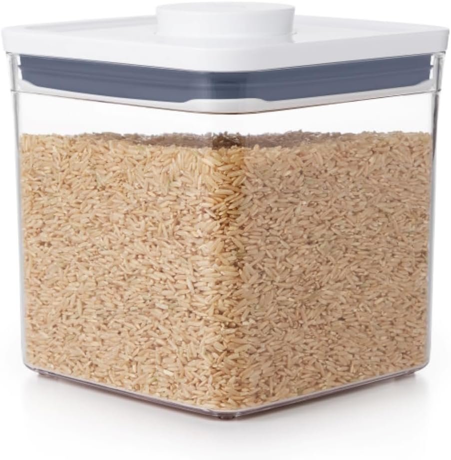 OXO Good Grips POP Container, Airtight Food Storage for Pantry, 2.8 Qt | Ideal for 5 lbs Sugar, Cookies or Crackers, Stackable, Push-Button Lid, Dishwasher Safe, Big Square Short Shape