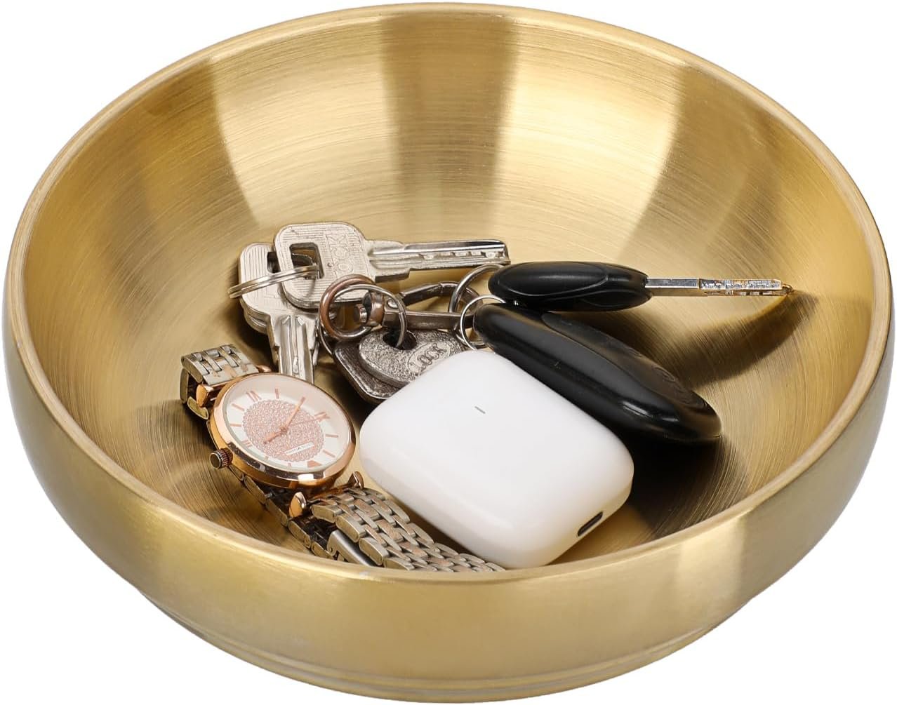7.4 Inch Key Bowl for Entryway Table,Gold Decorative Bowl for Keys | Key Dish for Organizing Tabletop, Catch All Bowls for Kitchen Counter, Coffee Table, Home Decor