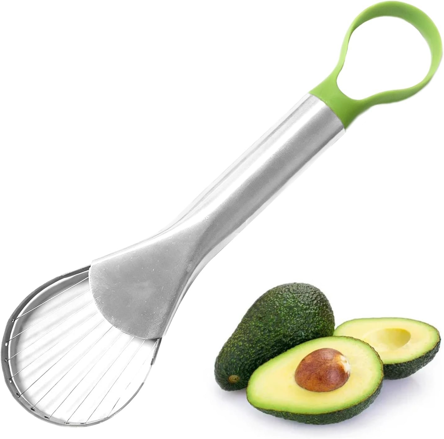 Avocado Slicer Tool,3-in-1 Stainless Steel Avocados Cutter Green