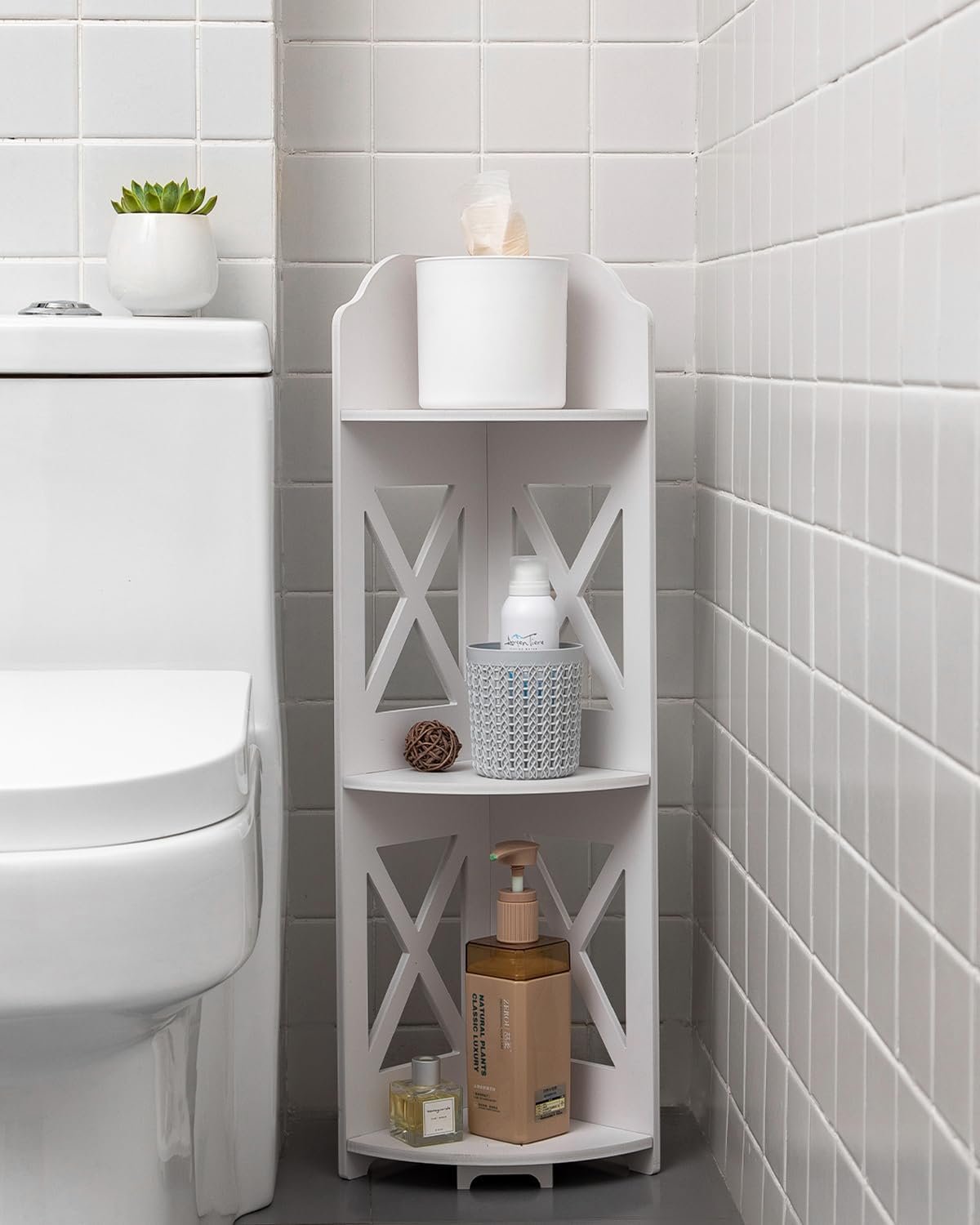 J JINXIAMU Corner Shelf Small Bathroom: Frees Up 65% Bath Space for Renters