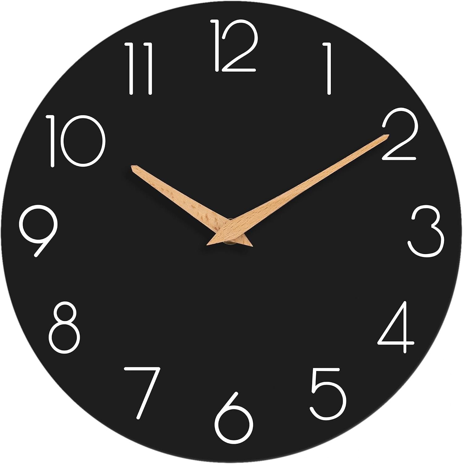 cicininc 8 Inch Battery Operated Wall Clock, Silent Analog, Black | Kitchen | Office | Bedroom | Bathroom | Small Size | Easy-to-read Numbers