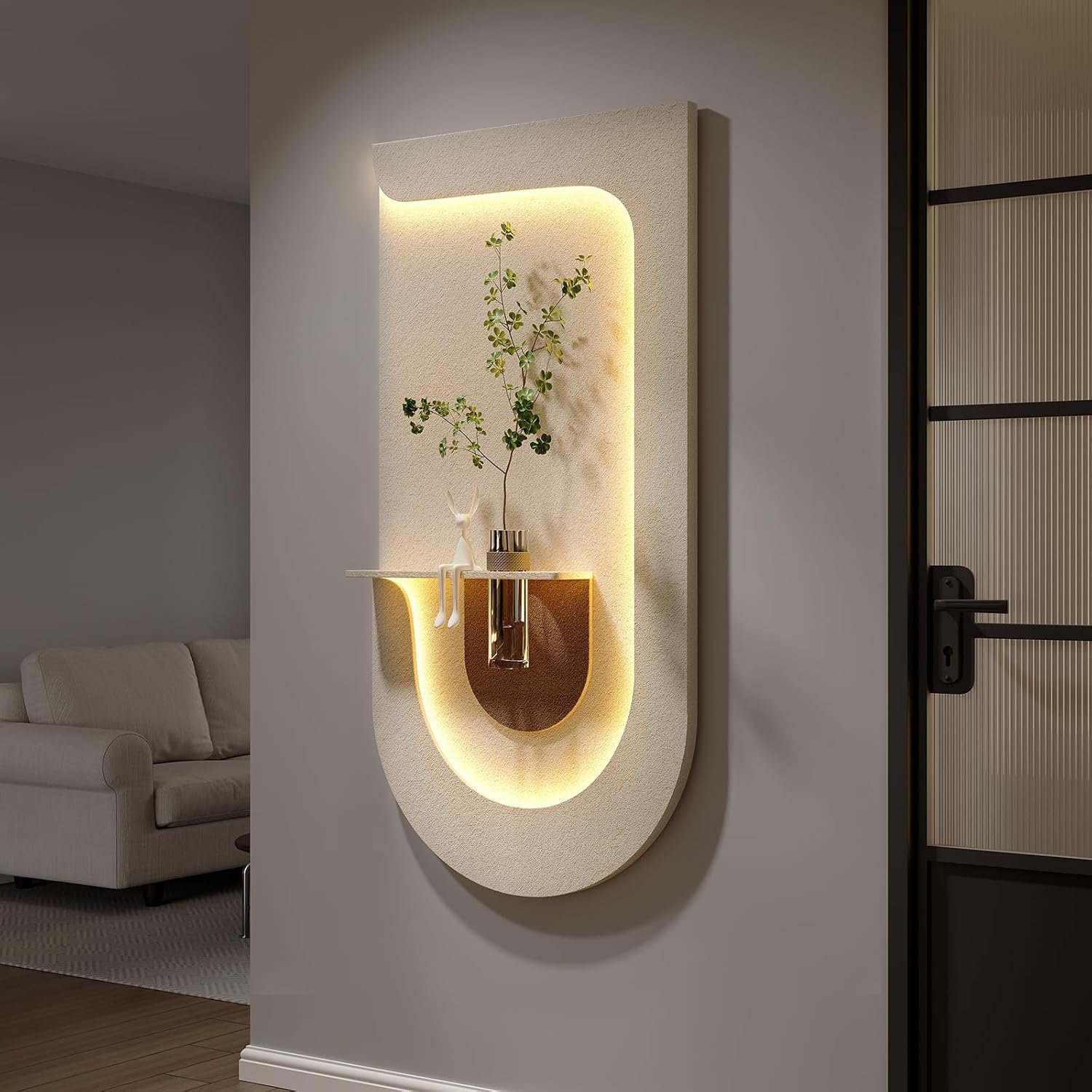 3D Textured LED Wall Art Decor for Living Room, Modern Vertical 30×60 Inch