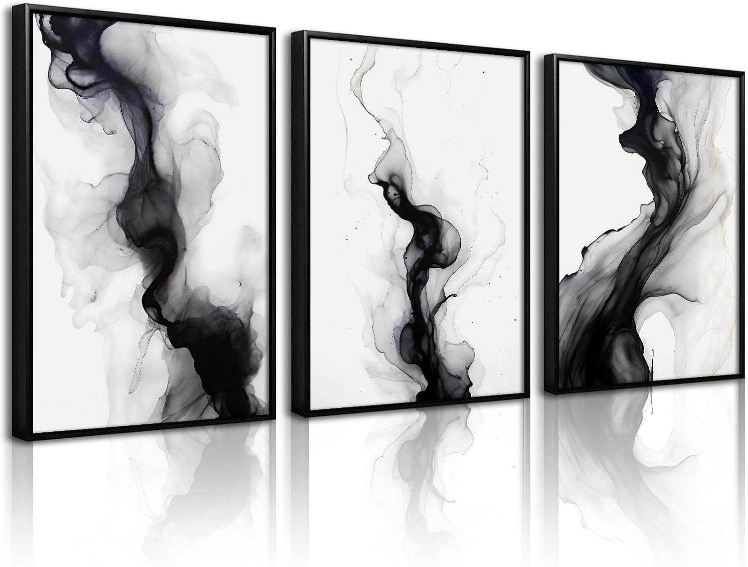 Black White Abstract Wall Art Decor Gray Modern Wall Art Minimalist Canvas Painting Black White Grey Pictures Poster Abstract Prints Artwork for Living Room Bedroom 12×16 Set of 3 Inch Unframed