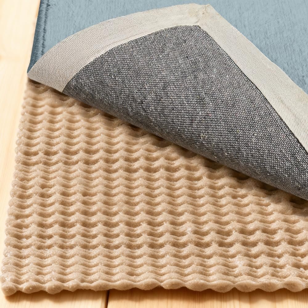 GORILLA GRIP® Premium Dual Sided Thick Rug Gripper Pad for Hardwood Floors, Breathable Slip Resistant Pad Grips Under Carpet Area Rugs for Hard Surface Floor Protection, Easy Trim Mats, 2×3 Beige