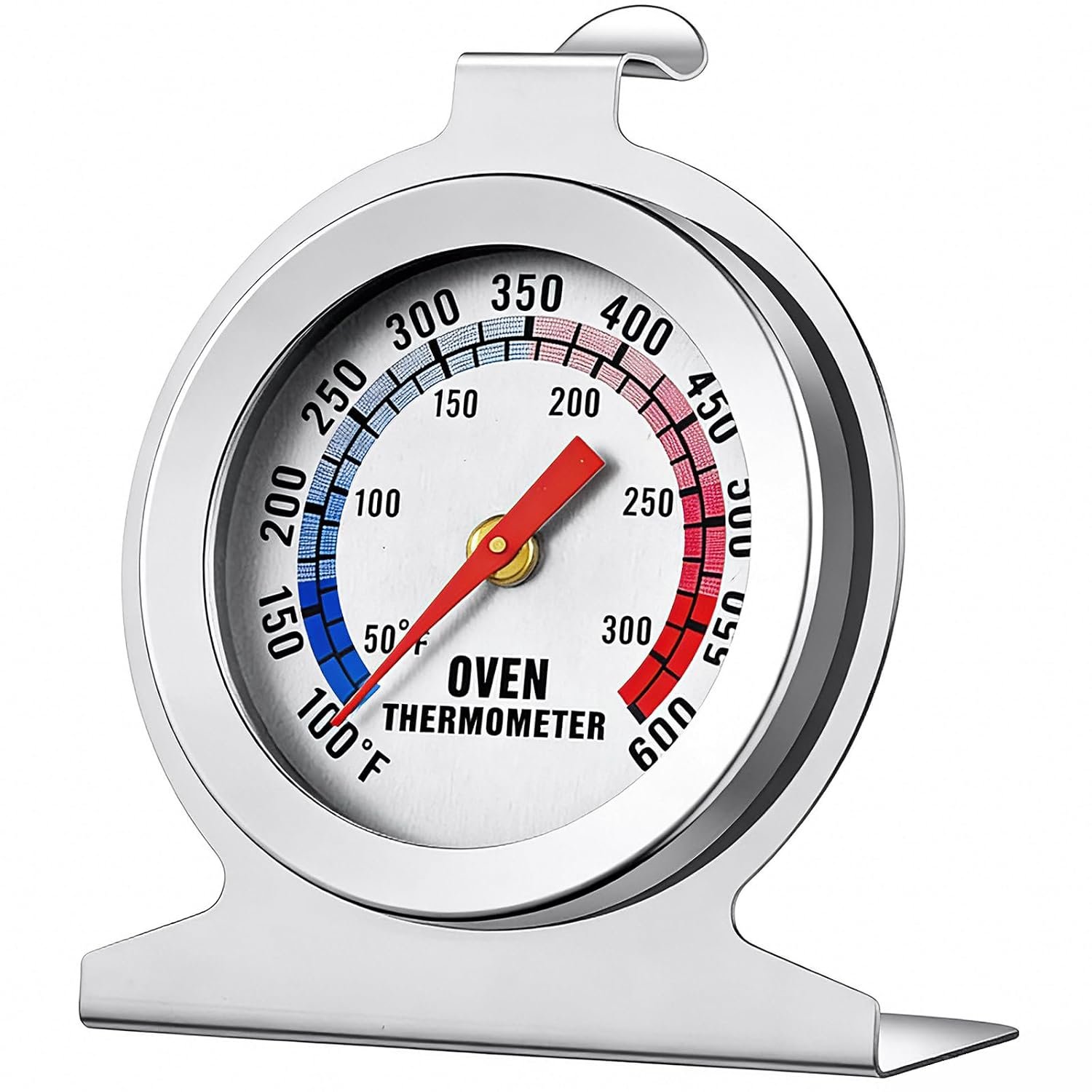 Oven Thermometer for Gas & Electric Ovens, 100°F-600°F Precision Mechanical Thermometer with Hanging Hook & Stand, Perfect Inside Oven Thermometer for Baking, Grilling, Air Fryers