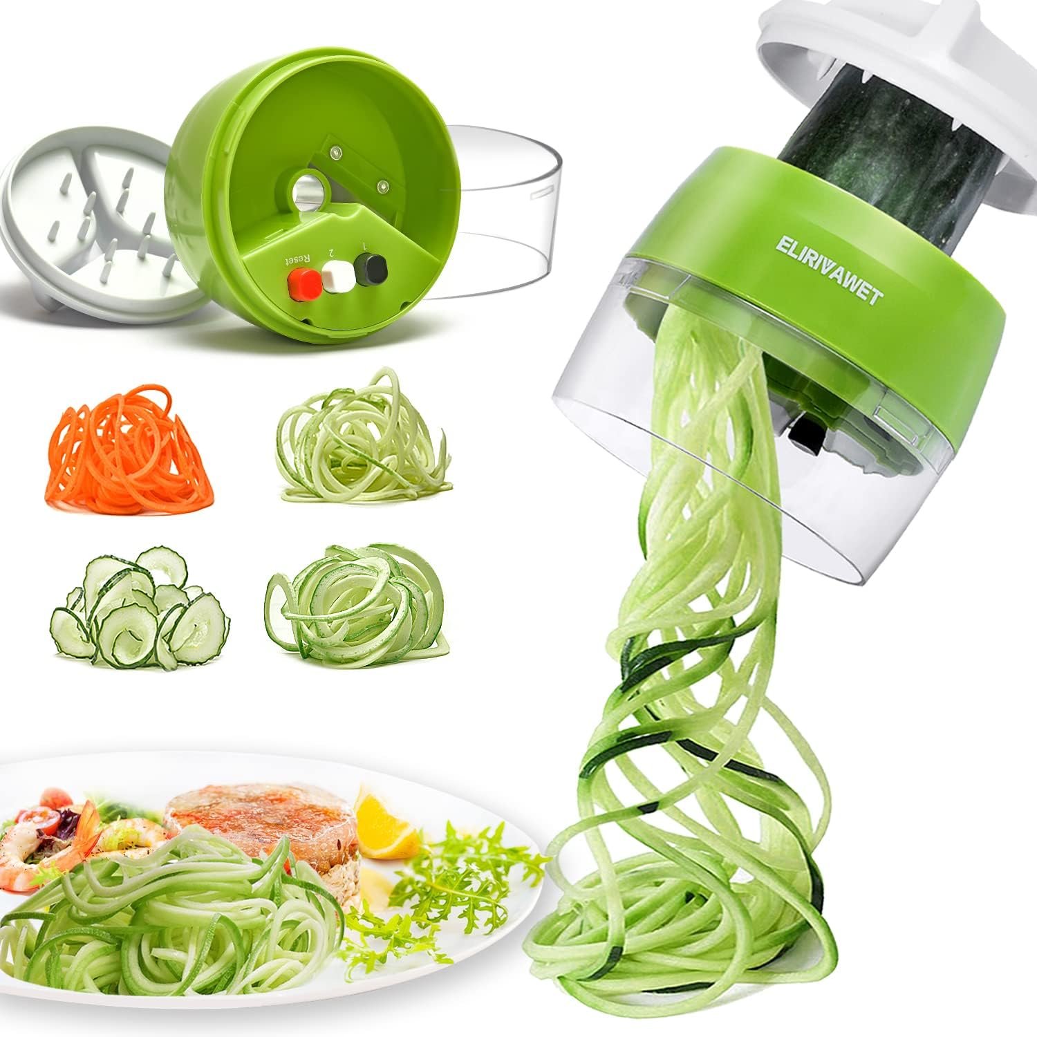 Handheld Spiralizer Vegetable Slicer,4 in 1 Heavy Duty Veggie Spiral Cutter