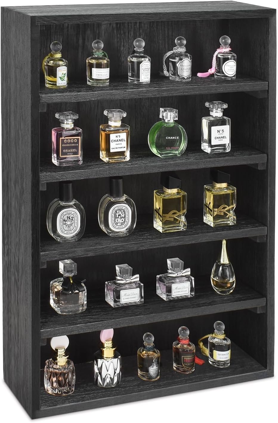 Ikee Design Wall-Mount Wooden Display Shelf with 5 Adjustable Shelves ( | Wall-mountable wood display rack with 5 adjustable shelves for figurines, action figures and collectibles.