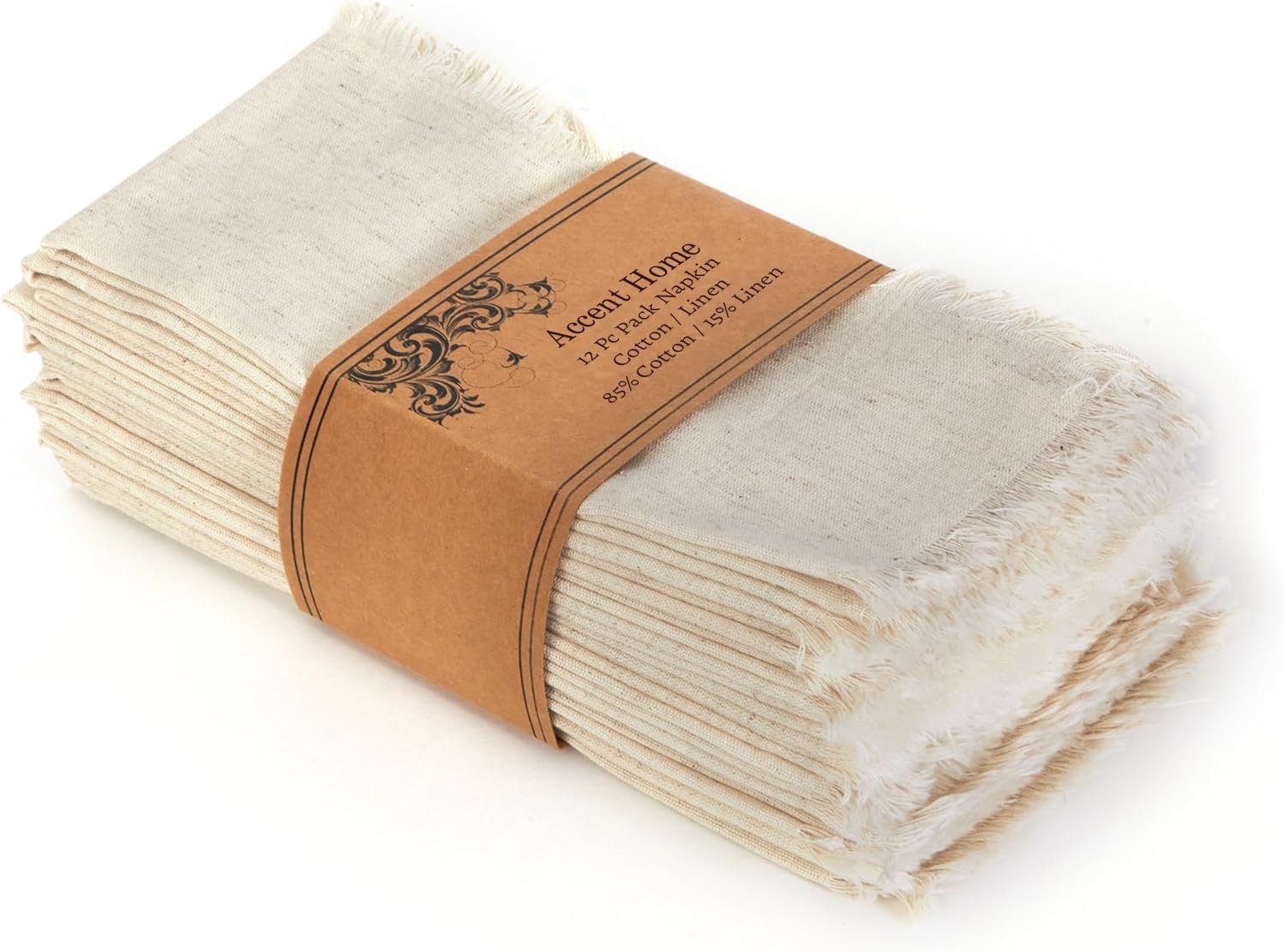 ACCENTHOME Cloth Napkins Set of 12, 18×18 Inch Cotton Linen Dinner Napkins | Cotton Linen Blend Napkins, Machine Wash On Gentle Cycle, Economy Pack, Multi Purpose Use, Premium Quality