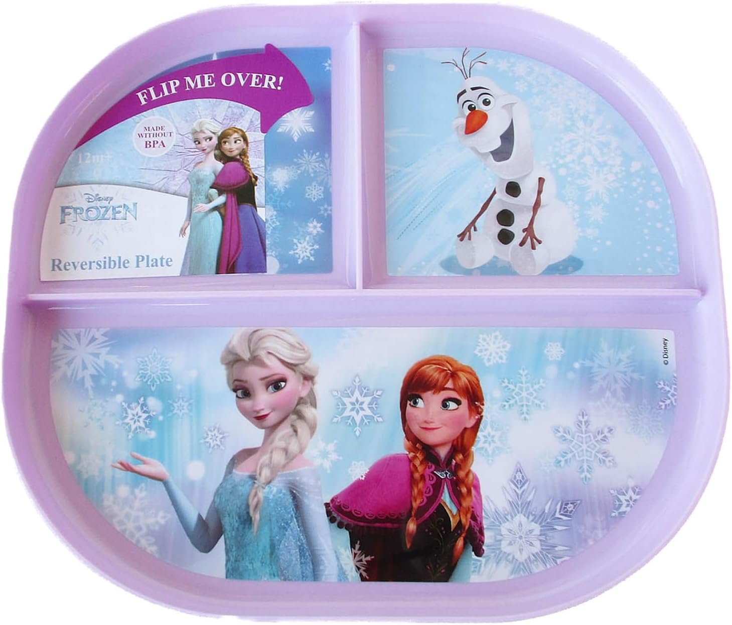 Reversible Character BPA Free Plate – 8 x 7 Inches (Elsa & Anna), Medium