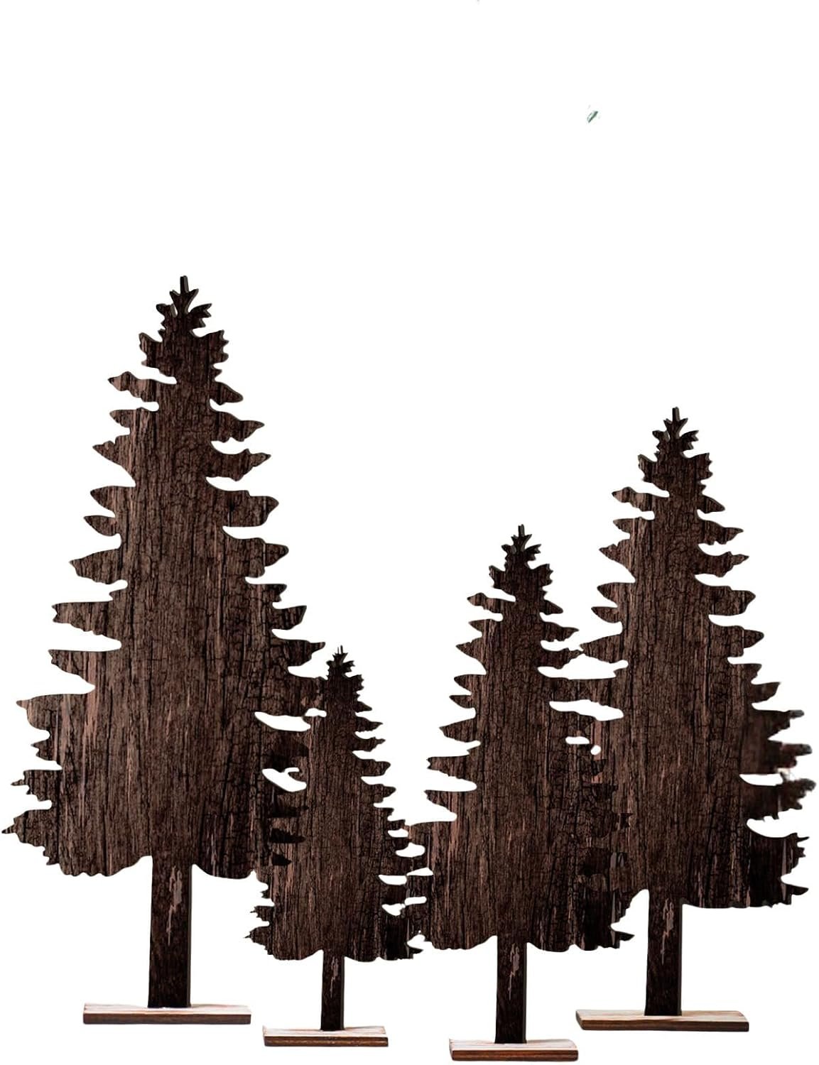 Barydat 4 Pcs Christmas Table Decorations Wooden Centerpiece,Pine Tree | Rustic Christmas Decorations, Pine Tree Reindeer Centerpieces for Table, Xmas Decoration with Bases, Rustic Tabletop Signs