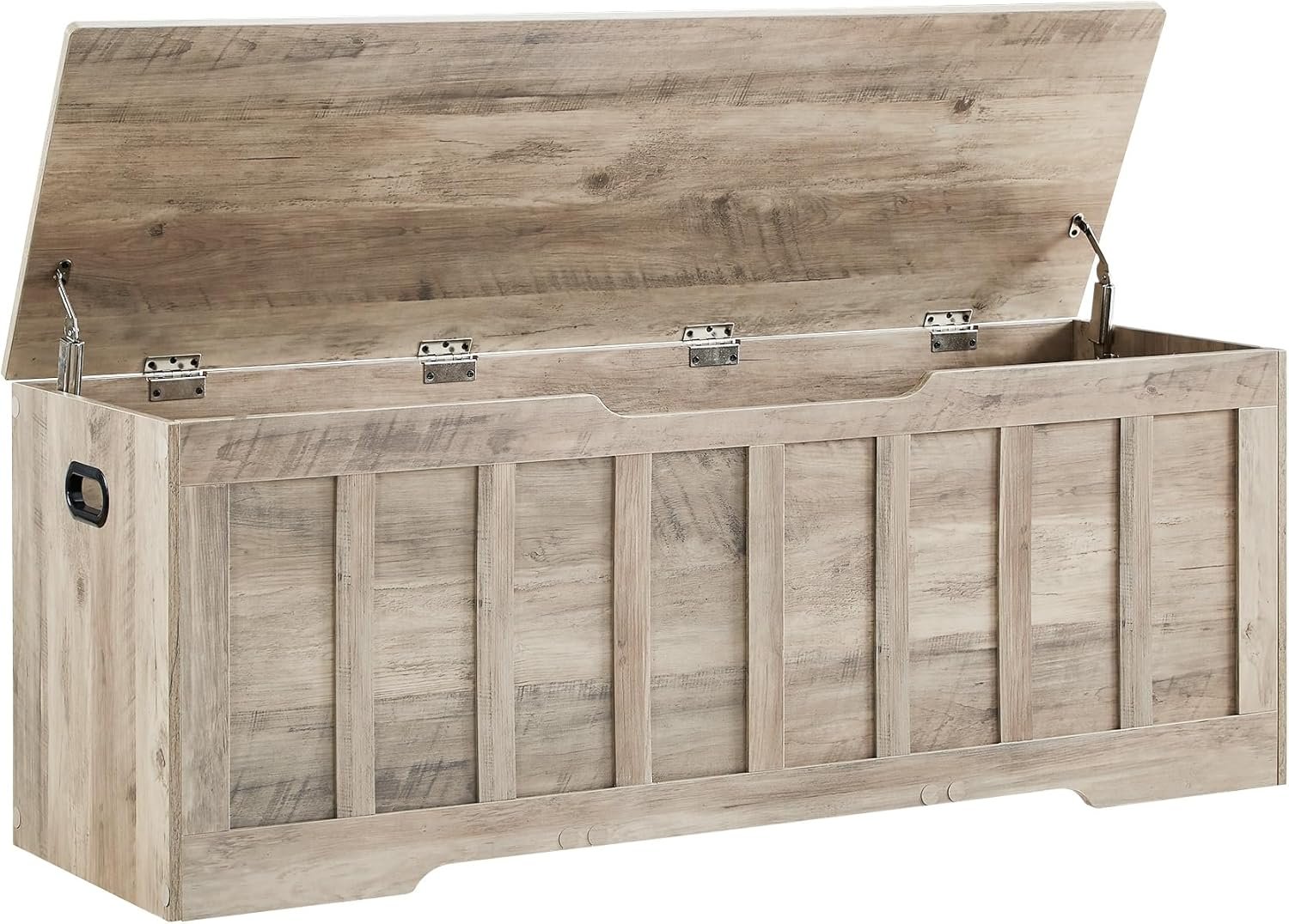 VANKILEY 51.2″ Storage Chest Extra Large,Wooden Storage Bench,Greige | Chest with 2 Safety Hinges, 51.2*15.7*19.1inches, Wooden Trunk for Bedroom, Livingroom,Entryway,Easy Assembly.
