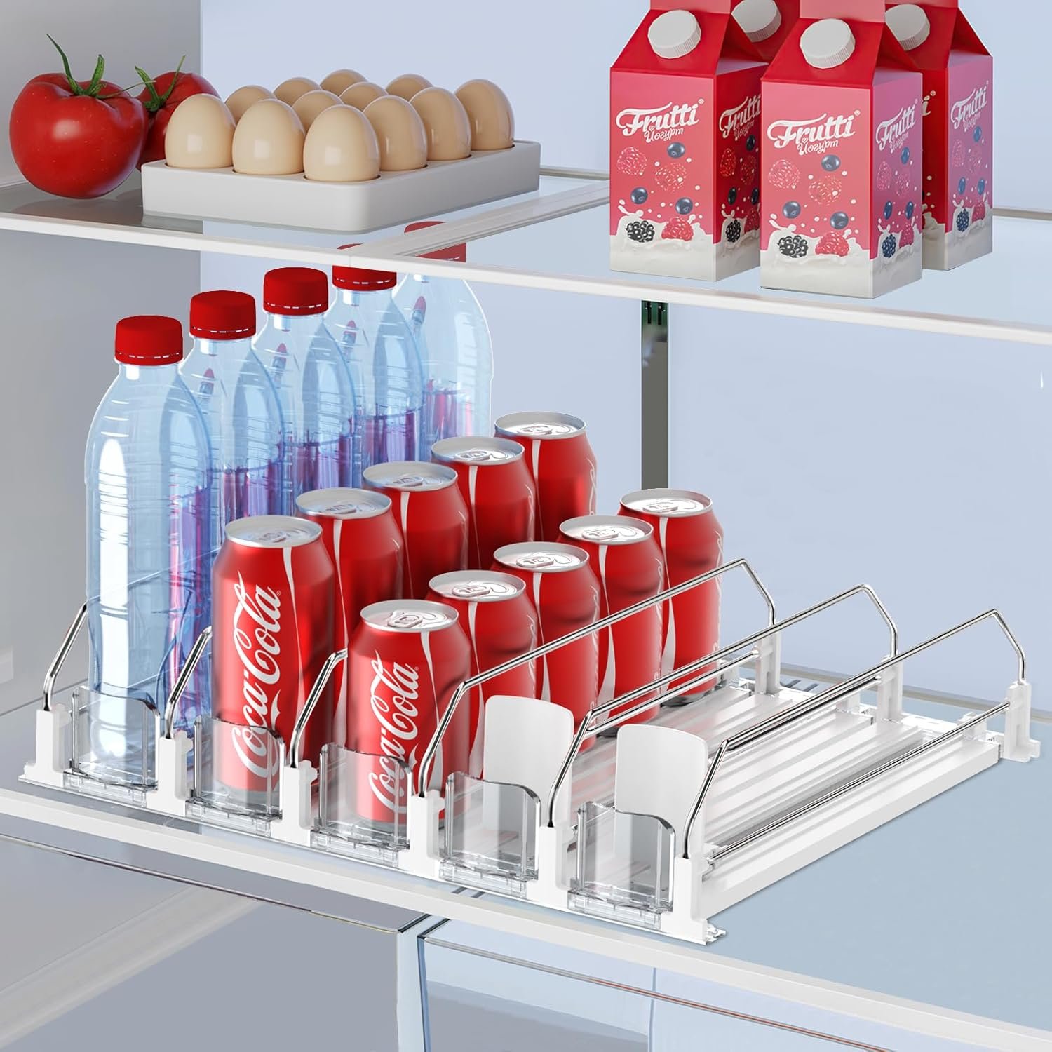 IBORING Drink Organizer for Fridge,Holds up to 25 Cans | Self Pushing Fridge Drink Organizer,Automatic Drink Dispenser for Fridge,Idea for fridge organizers and storage