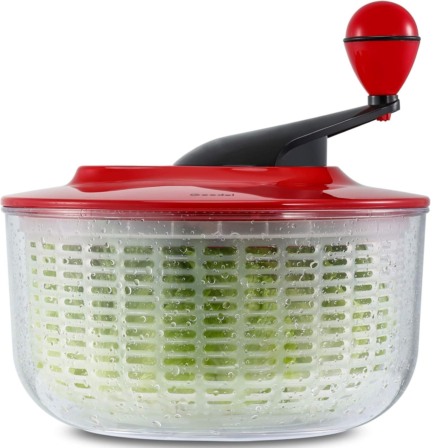 Geedel Large Salad Spinner, 4.5QT Lettuce Dryer for Greens, Fruits, Veggies | Lettuce Spinner with Enhanced Ergonomic Crank, Fast Drying, Sturdy Bowl, 360° Non-Slip Silicone Base, No BPA, Dishwasher safe