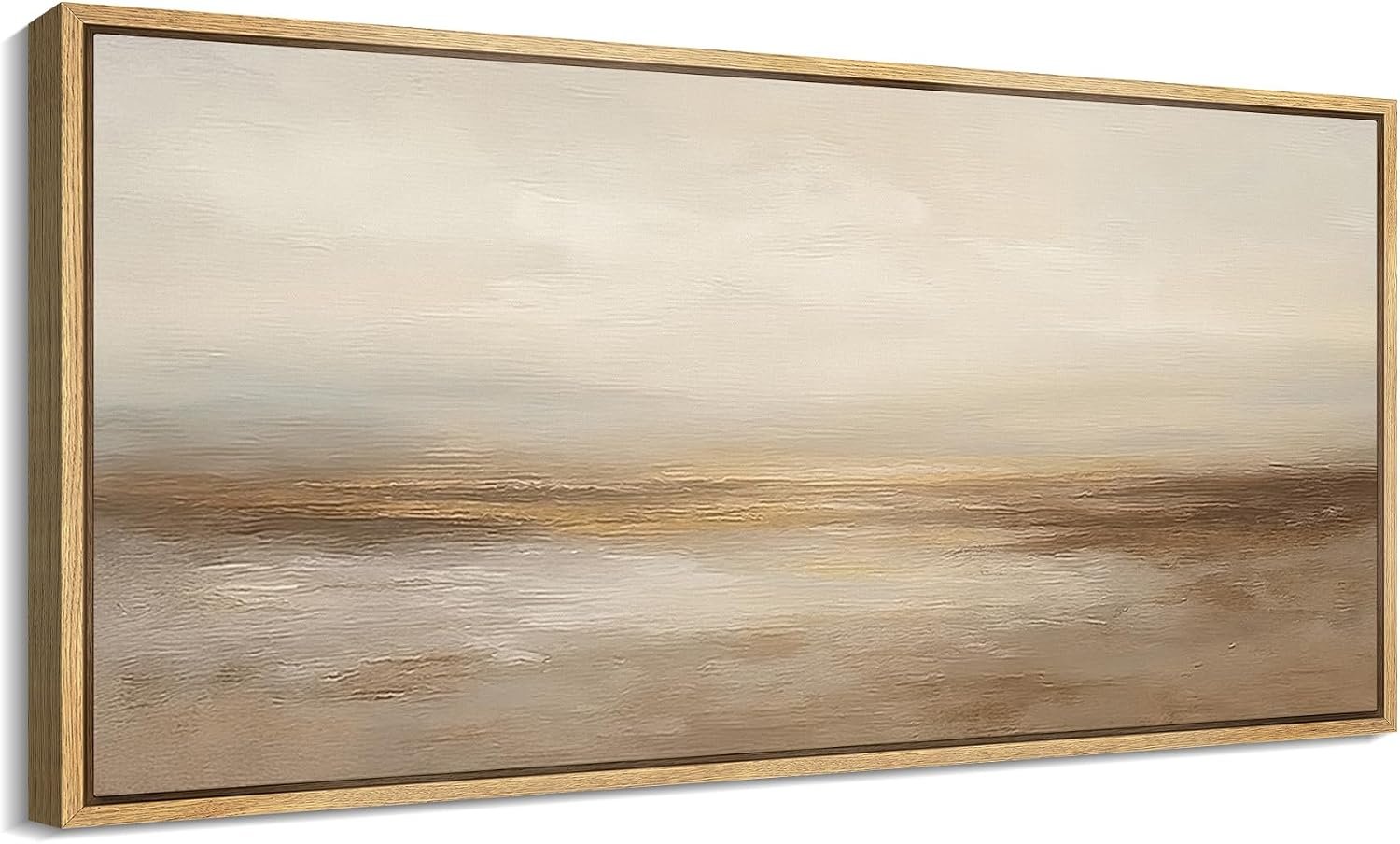 MUDECOR Extra Larg Framed Canvas Print Wall Art Neutral Beige Horizon Abstract Modern Minimalist Landscape Illustrations Decorative Colorful for Bedroom – 60″x30″
