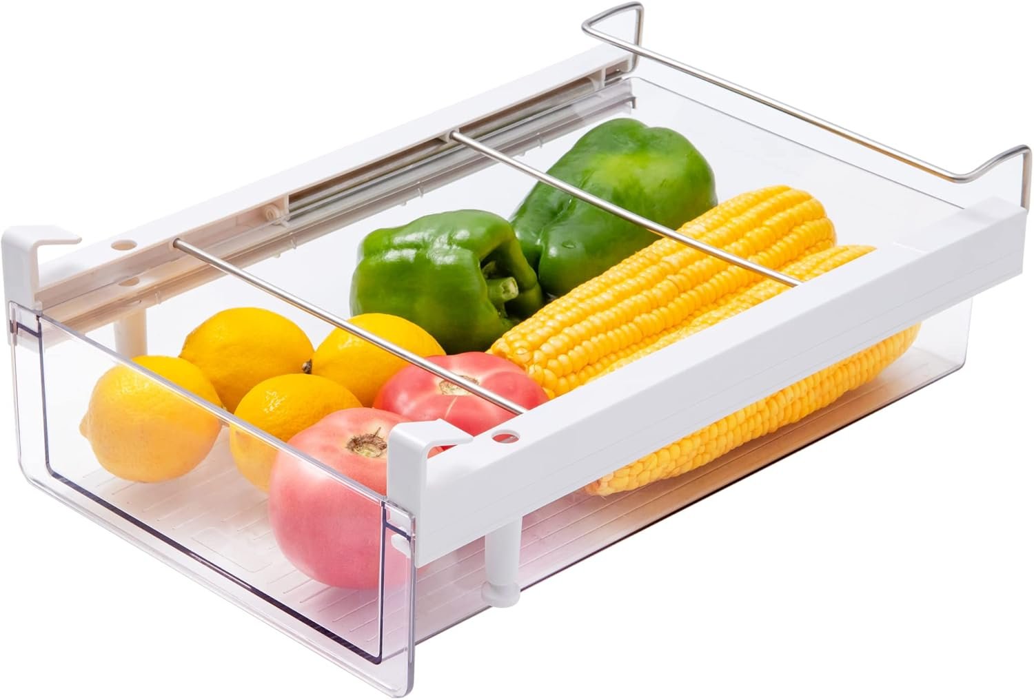 Refrigerator Organizer Drawer,Plastic Fridge Drawer With Handle Pull Out Fridge Bins Organizer, Extra-Long Stretch 19.5″,Cheese, Deli Meat, Drinks, Fruit, Vegetable