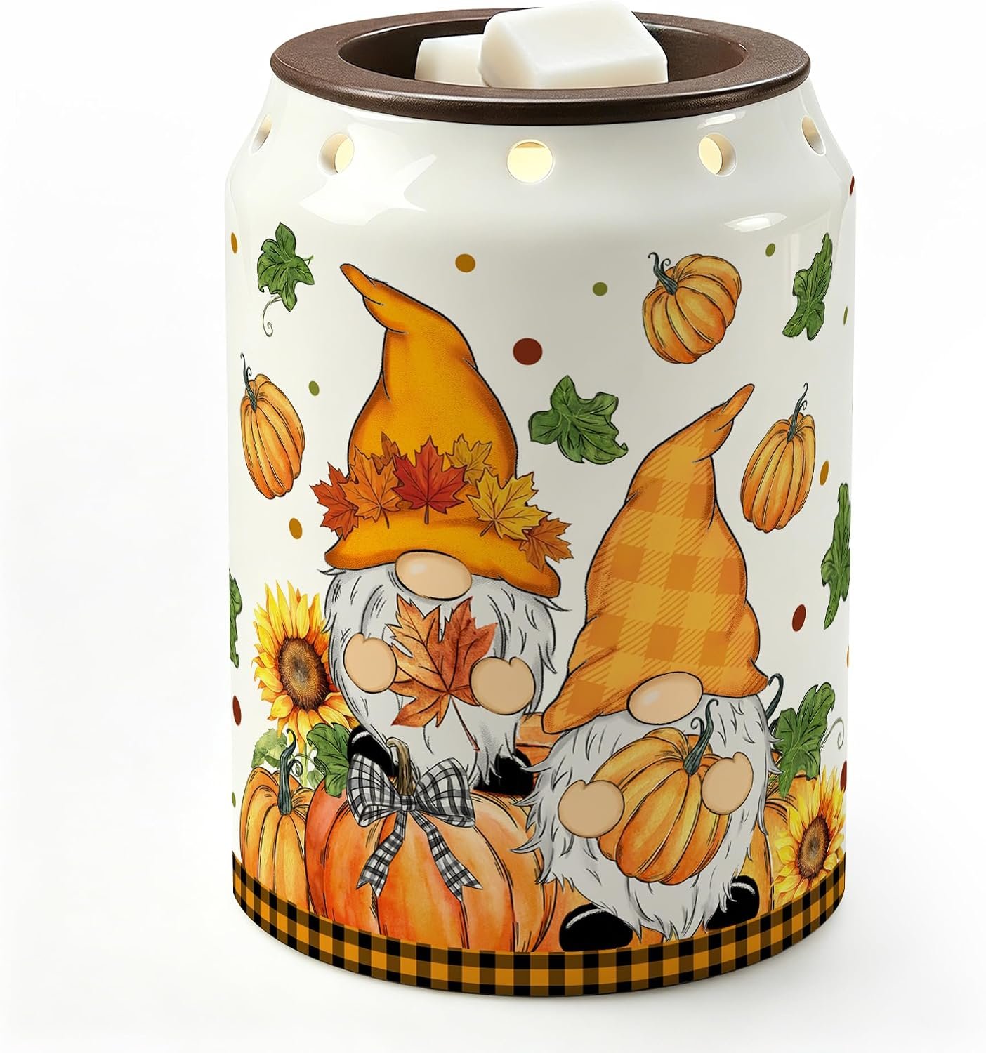Bonsai Tree Fall Decorations for Home, Gnome Fall Wax Melt Warmer | Ceramic Wax Warmer for Oil Candle, Pumpkin Decor for Living Room,Bathroom,Home, Farmhouse Housewarming Gifts