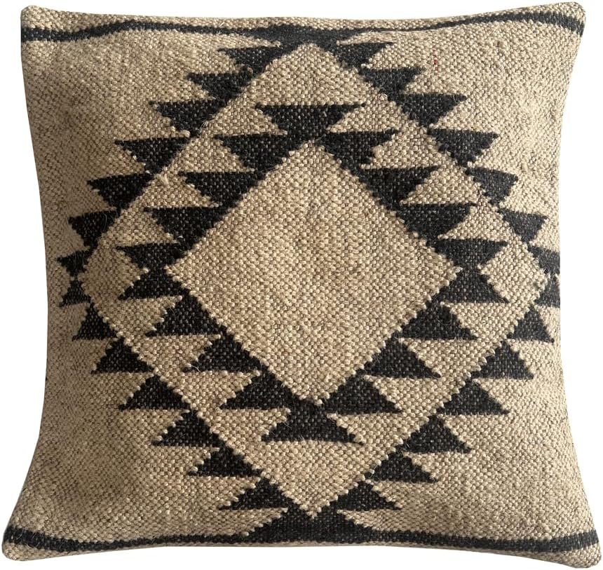 Indian Vintage Kilim Hand Loom Cushion Cover 18X18 Pillows Boho Ethnic Shams Jute Pillow Cases Rug Boho