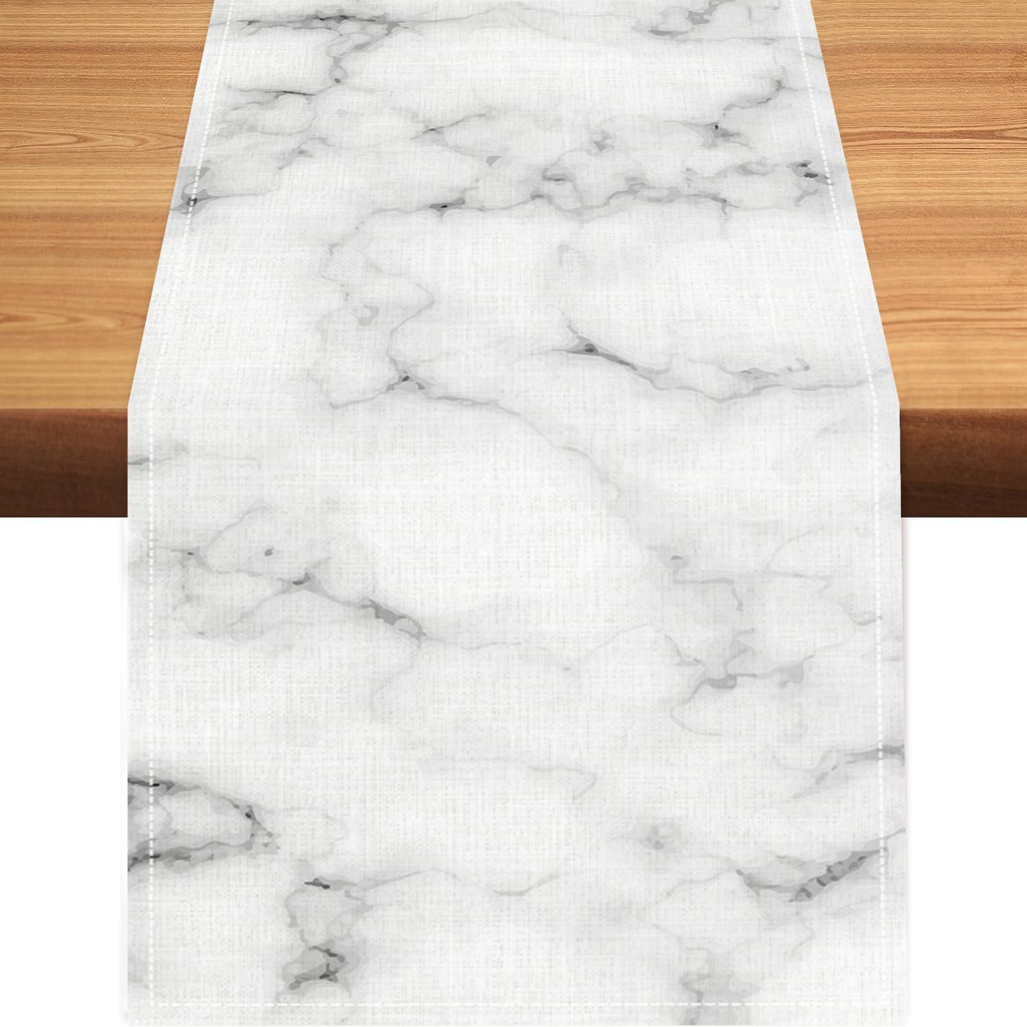 Marble Table Runner, White Black Modern Marble Abstract Pattern Textures Printed Coffee Table Center Decor for Home Kitchen Dining Patio Holiday Party Indoor Outdoor Table Decorations 13×36 inch