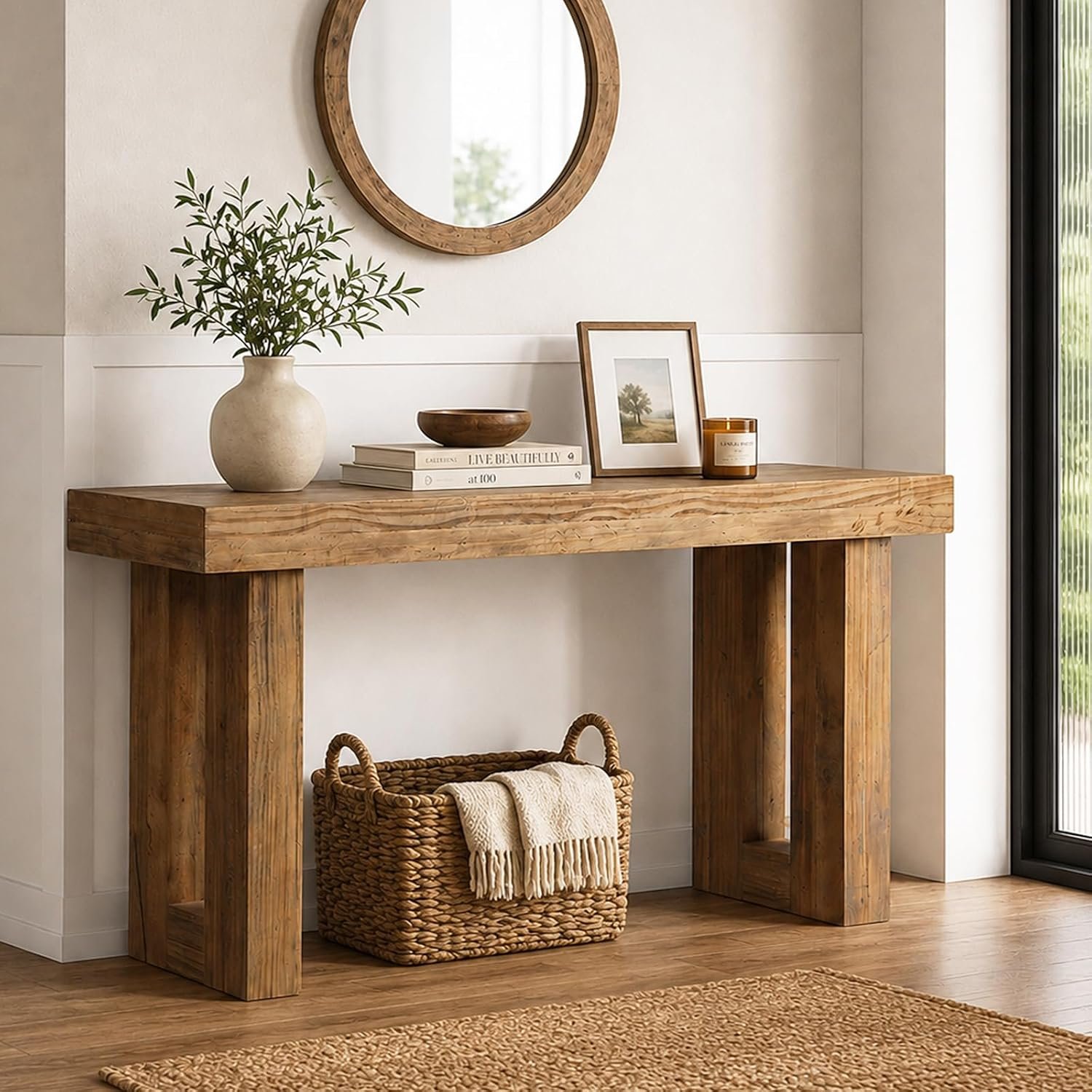 Reclaimed Solid Wood Console Table, 59″ Long Entryway Table | Rectangular Couch Tables Behind Sofa, Farmhouse Accent Tables, Hallway, Entrance, Foyer, Living Room