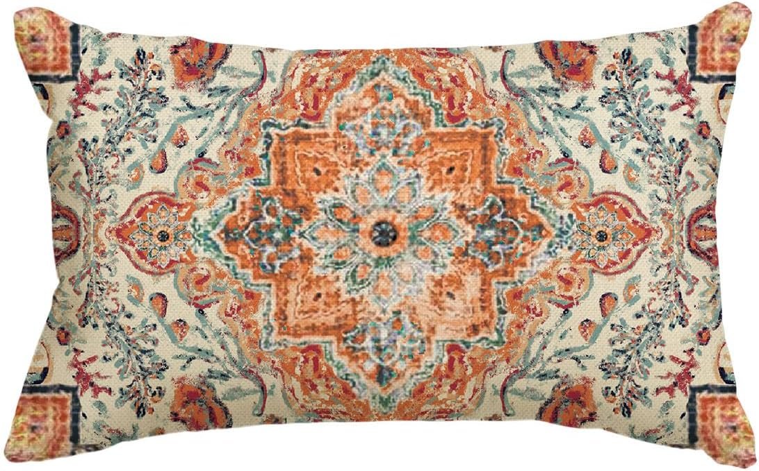 AVOIN colorlife Boho Throw Pillow Cover 12×20 Inch | Bohemia Ethnic Style Carpet Pattern Cushion Case for Sofa Couch