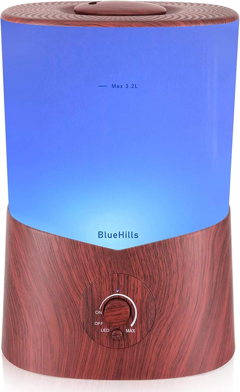 BlueHills Premium 3000 ML XL Essential Oil Diffuser Humidifier 3L Dark Wood | Aroma Humidifier Diffuser 2 in 1, 3 Liter Capacity for Large Room Home, Auto Shut Off, High Mist Output, Décor LED Lights, K3