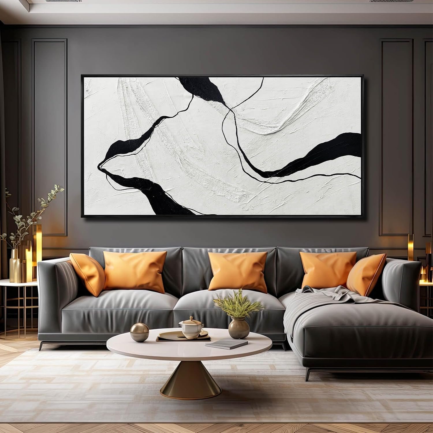 Large Framed Abstract Wall Art Canvas Decor Living Room 29×58 Inch