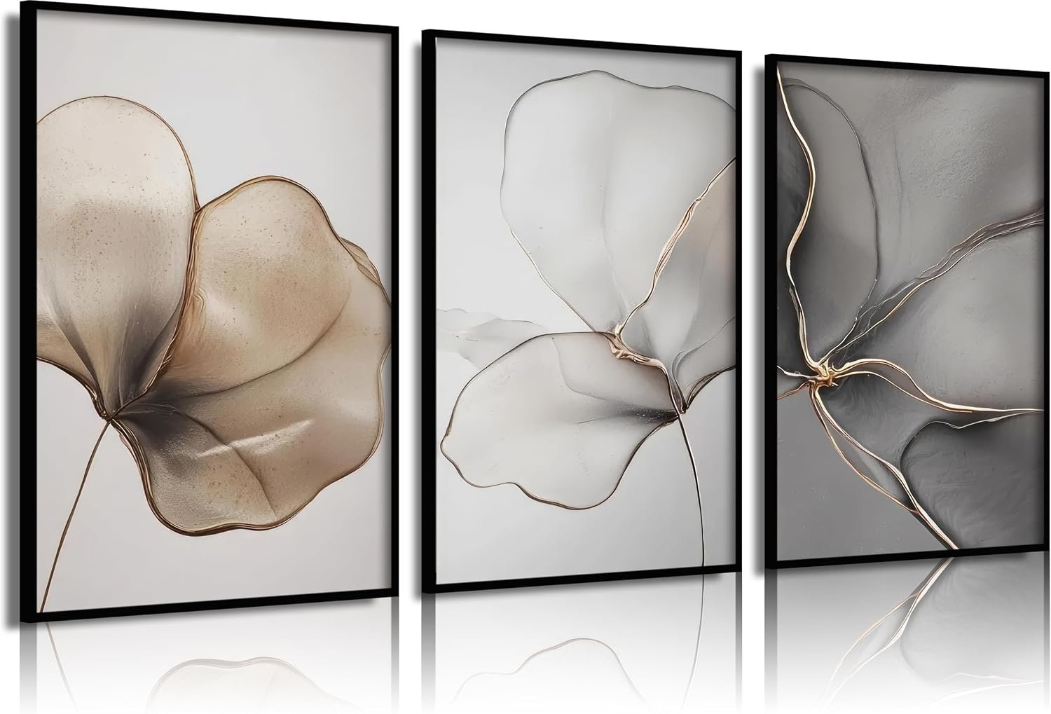 BVVEYKXX Abstract Floral Canvas Wall Art, Neutral Beige Gray Posters Prints | Modern Minimalist Botanical Line Wall Picture, for Living Room, Bedroom, Entryway Home Decor 12×16 Inch Unframed