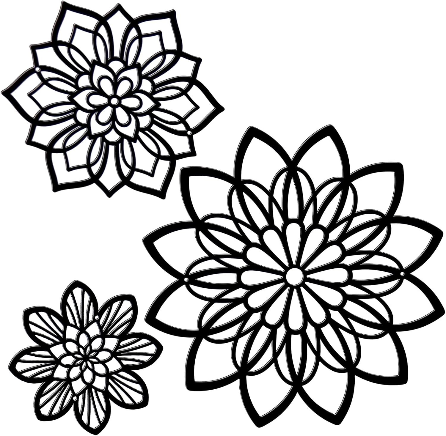 Zzbakress 3 Pcs Metal Flowers Wall Art Bathroom Wall Decor, Black Elegant | Farmhouse Flower Bathroom Decor Wall Decorations For Bathroom, Living Room, Office, Kitchen, Hallway And Outdoor
