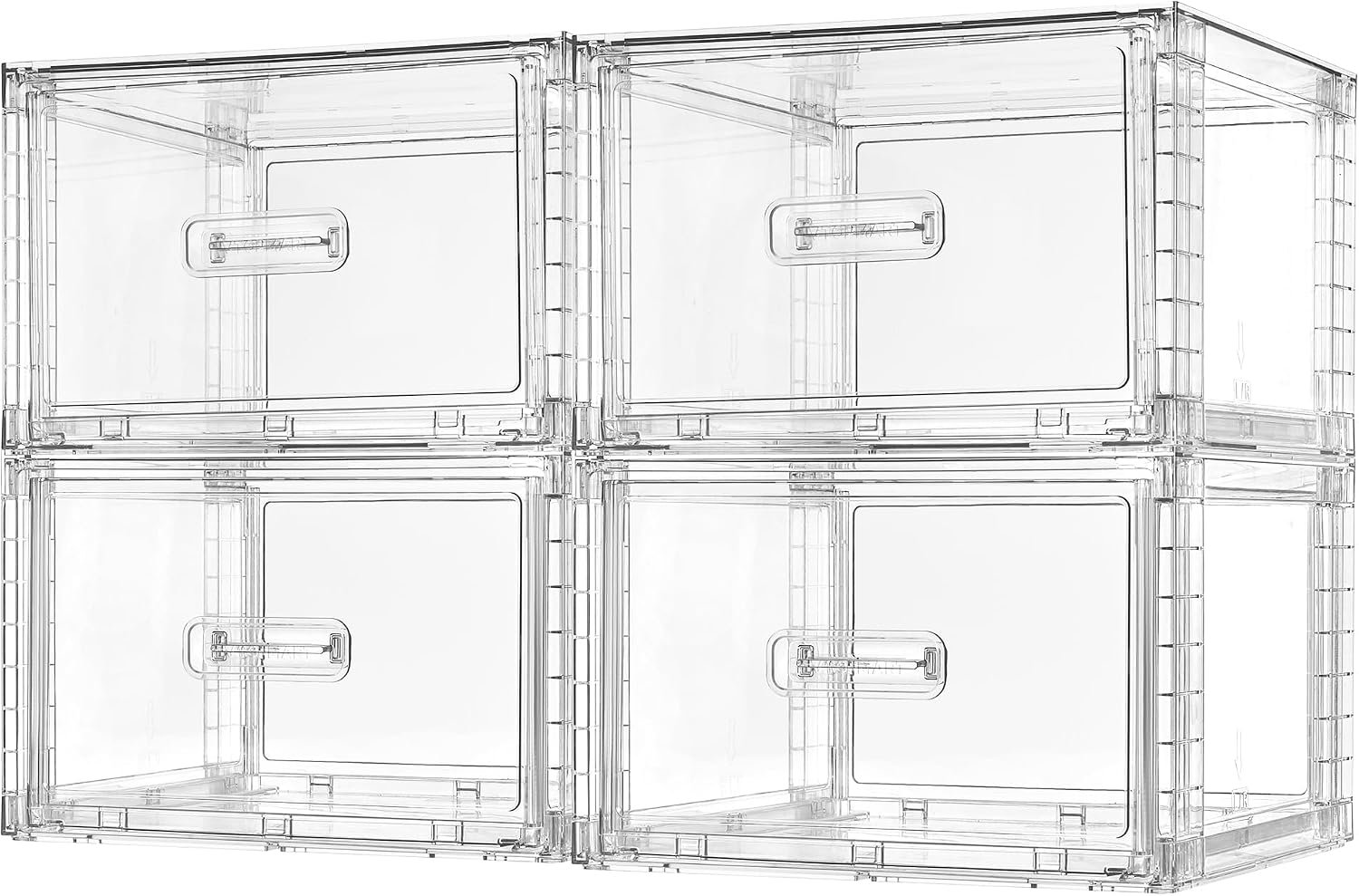 Vtopmart 4 Pack Clear Stackable Closet Storage Drawers 15QT, Medium | Easily Assemble Closet Organizers,Plastic Storage Bins for Bathroom,Cabinet,Kitchen Pantry,Under Sink Organization