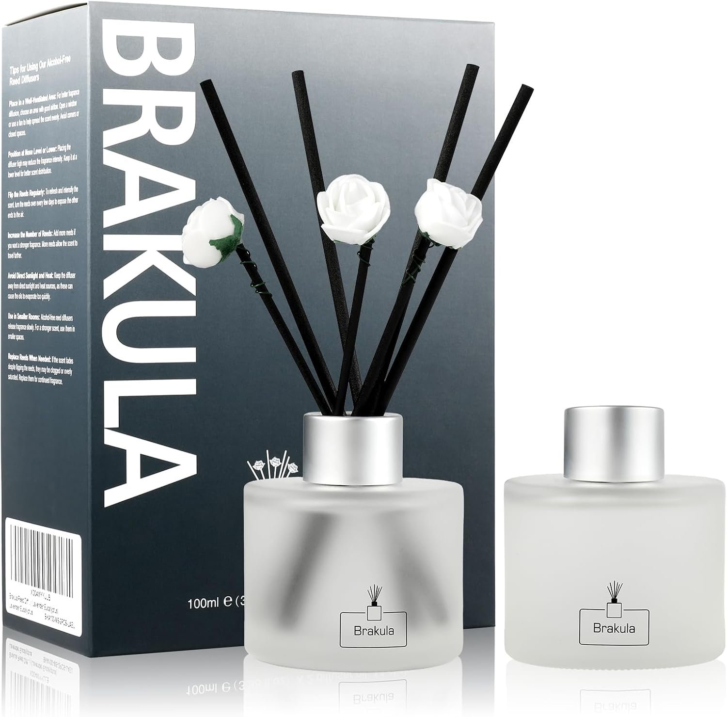 Brakula 2 Pack Reed Diffuser Set, Lavender Eucalyptus Scent, 6.76 fl oz | Home Fragrance with 14 Sticks Bathroom Decor, Essential Oil, Reed diffusers for Home (Lavender eucalyptus)