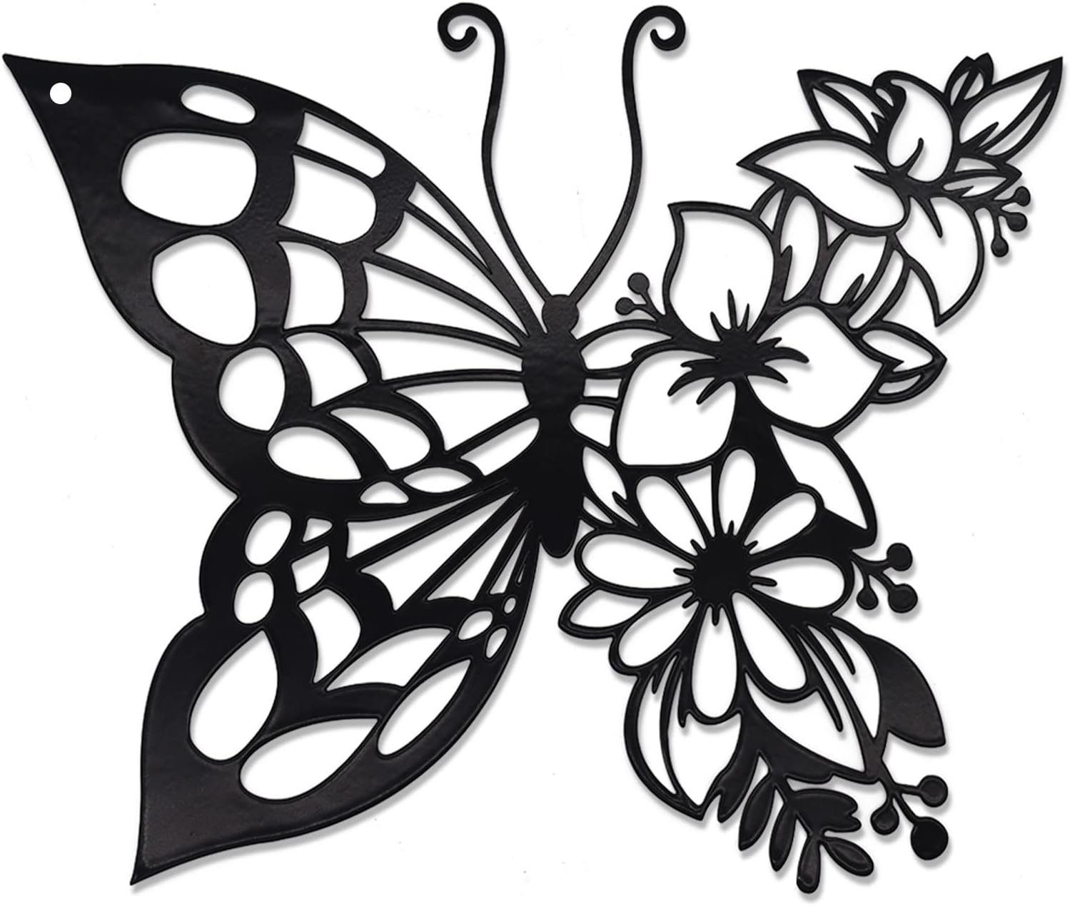 Butterfly Decoration Black Wall Art Boho Hanging Flower Wall Home Decor | Medium size floral butterfly wall art,lovely boho modern decor for bedroom and living room.