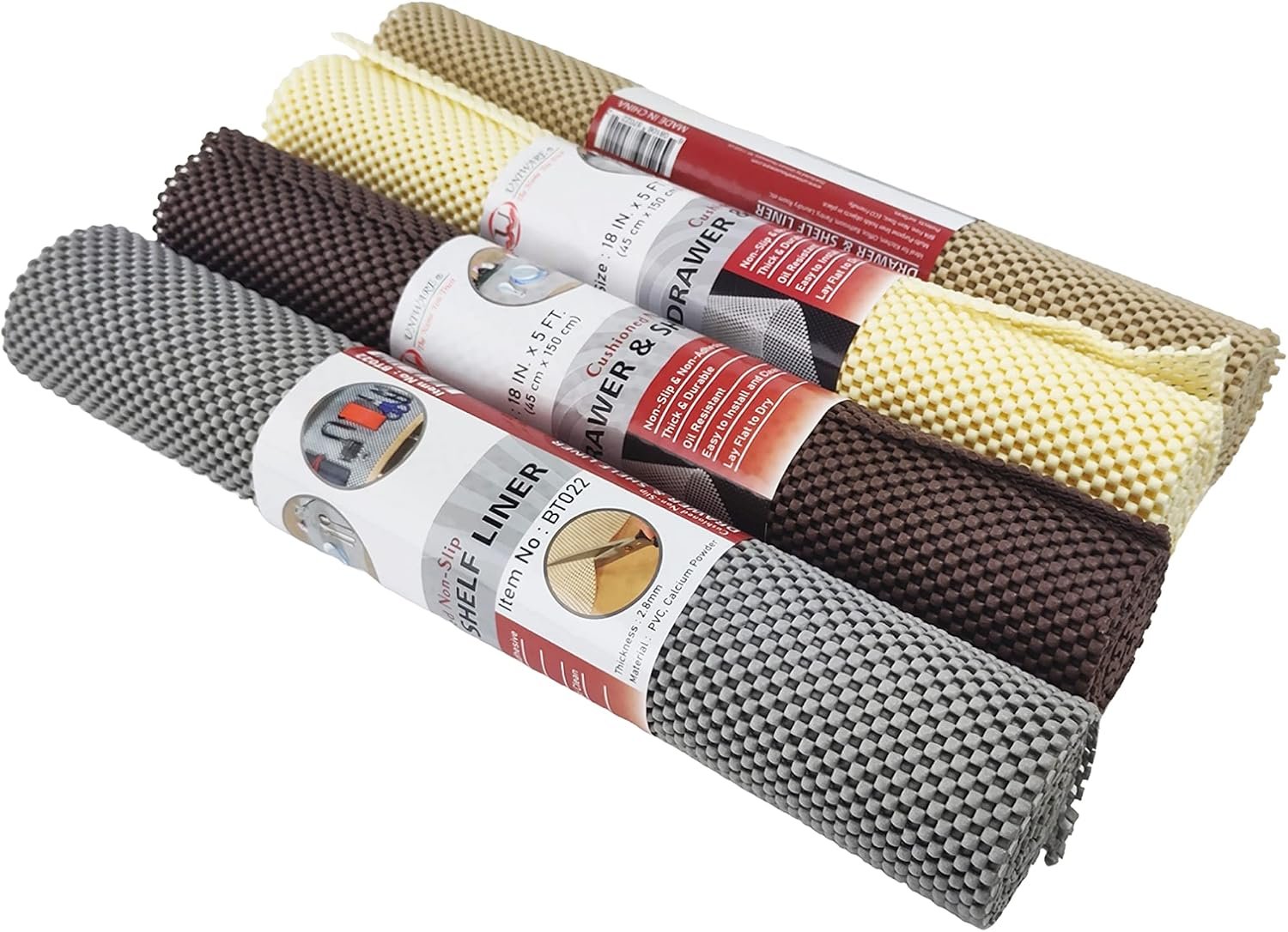 PVC Anti-Slip Mat Non-Slip Mat Area Rug Pad Waterproof PVC Shelf Drawer Liner (6′ x 1.5′ x 1/10″ (150cmx45cm), Beige)