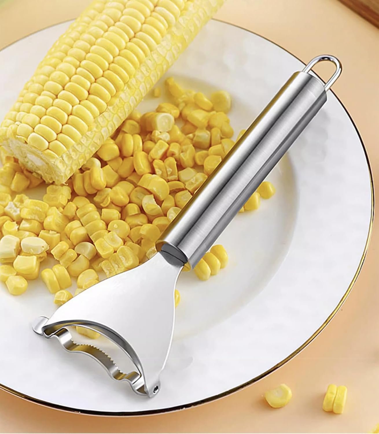 Manual Corn Kernel Remover Stainless Steel Corn Stripper Durable Kitchen Tool for Effortless Handle Corn Kernel Removal Sliver 1