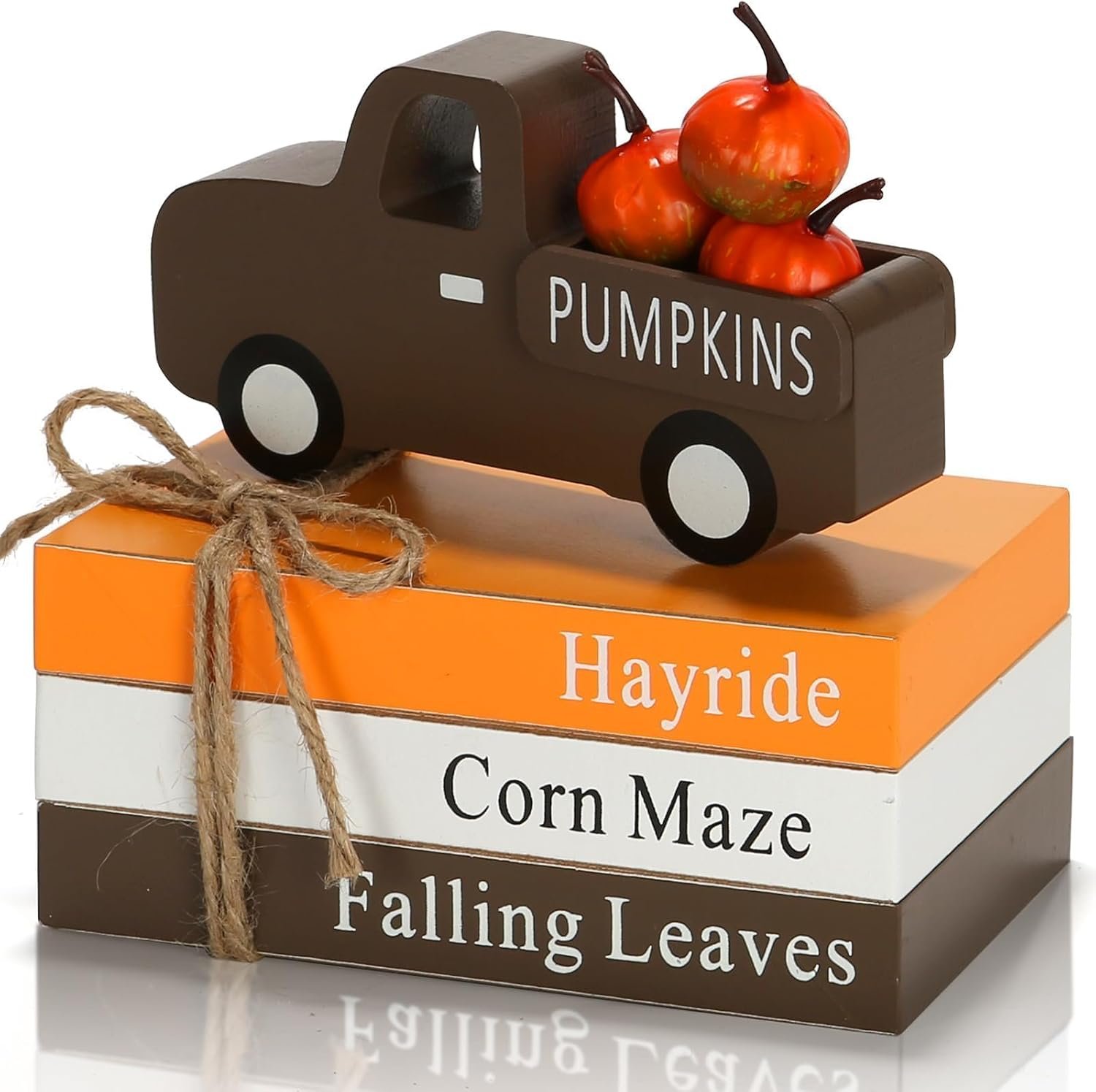 Fall Decorations for Home 7PCS Table Centerpieces, Tabletop Thanksgiving Decor for Tiered Tray Shelf Mantel Office Desk Thanksgiving Autumn Decoration Farmhouse Wood Faux Book Stack and Pumpkin Sign | 7PCS Table Centerpieces Thanksgiving Decor for Tiered Tray Shelf Mantel Office Desk Autumn Decoration Farmhouse