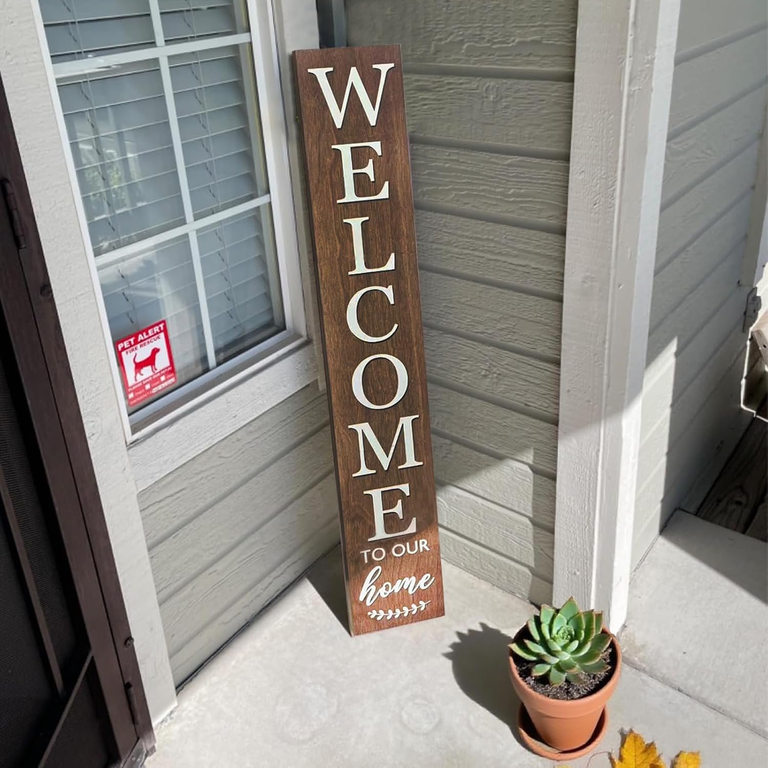 Vertical Wood Welcome Sign for Front Porch Vertical Decorative Sign Front Door Outdoor Indoor Welcome Sign 47.2×7.8 Inch Large Farmhouse Style(brown)