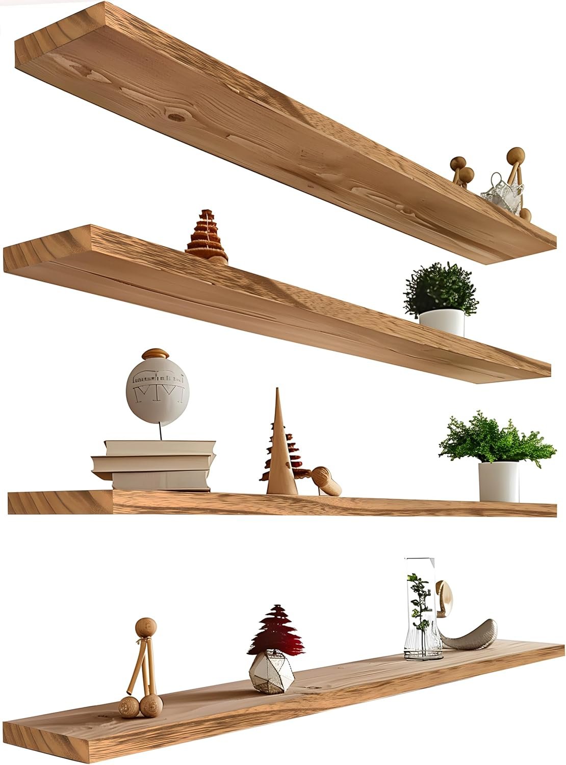 GXYAWPJ 48 Inch Floating Shelves for Wall Rustic Light Wood Wall Shelves for Bedroom Set of 4