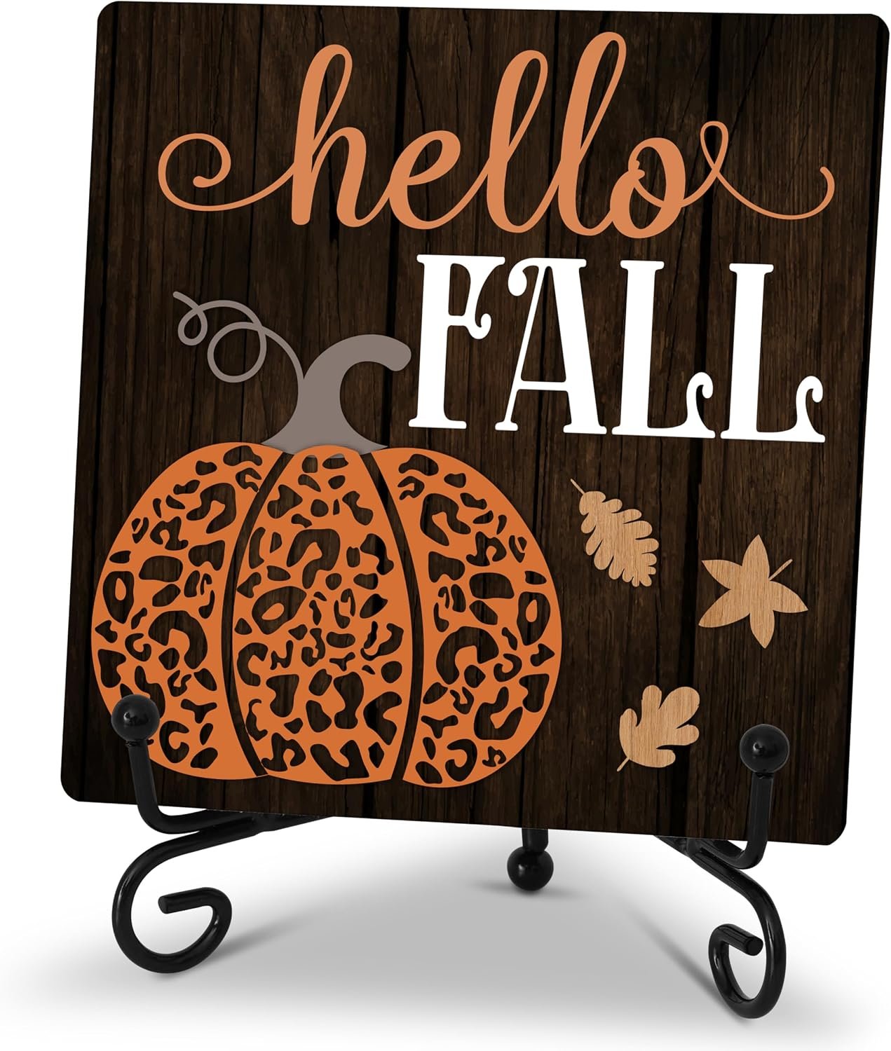 ZIIUFRN Autumn Pumpkin Hello Fall Decor, Thanksgiving Decorations, Farmhouse Rustic Home for Party Tabletop, Living Room Bathroom Kitchen Office Shelf Tiered Tray – A10