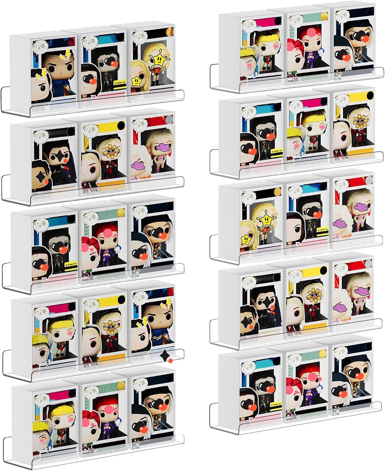 upsimples 10 Pcs 15″ Acrylic Shelves for Wall Display and Storage, Clear | Transparent Design Highlights Skincare, Perfume, Easy-to-Find Versatile Floating Shelves for Bathroom, Bedroom and Playroom