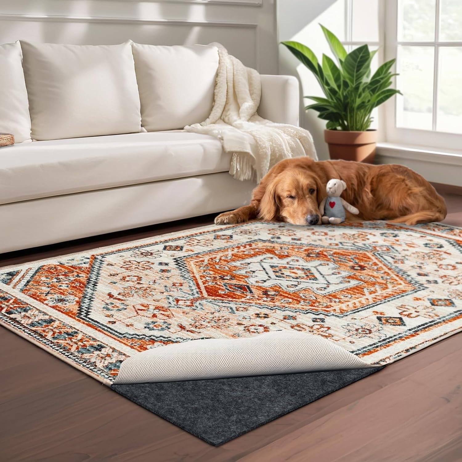100% Waterproof Rug pad, 6×9 ft Area Rug Non-Slip Rug Pads, Carpet Pads for All Floors and finishes, Felt pad for Hardwood Floors, Keep Carpets in Place Soft and Secure
