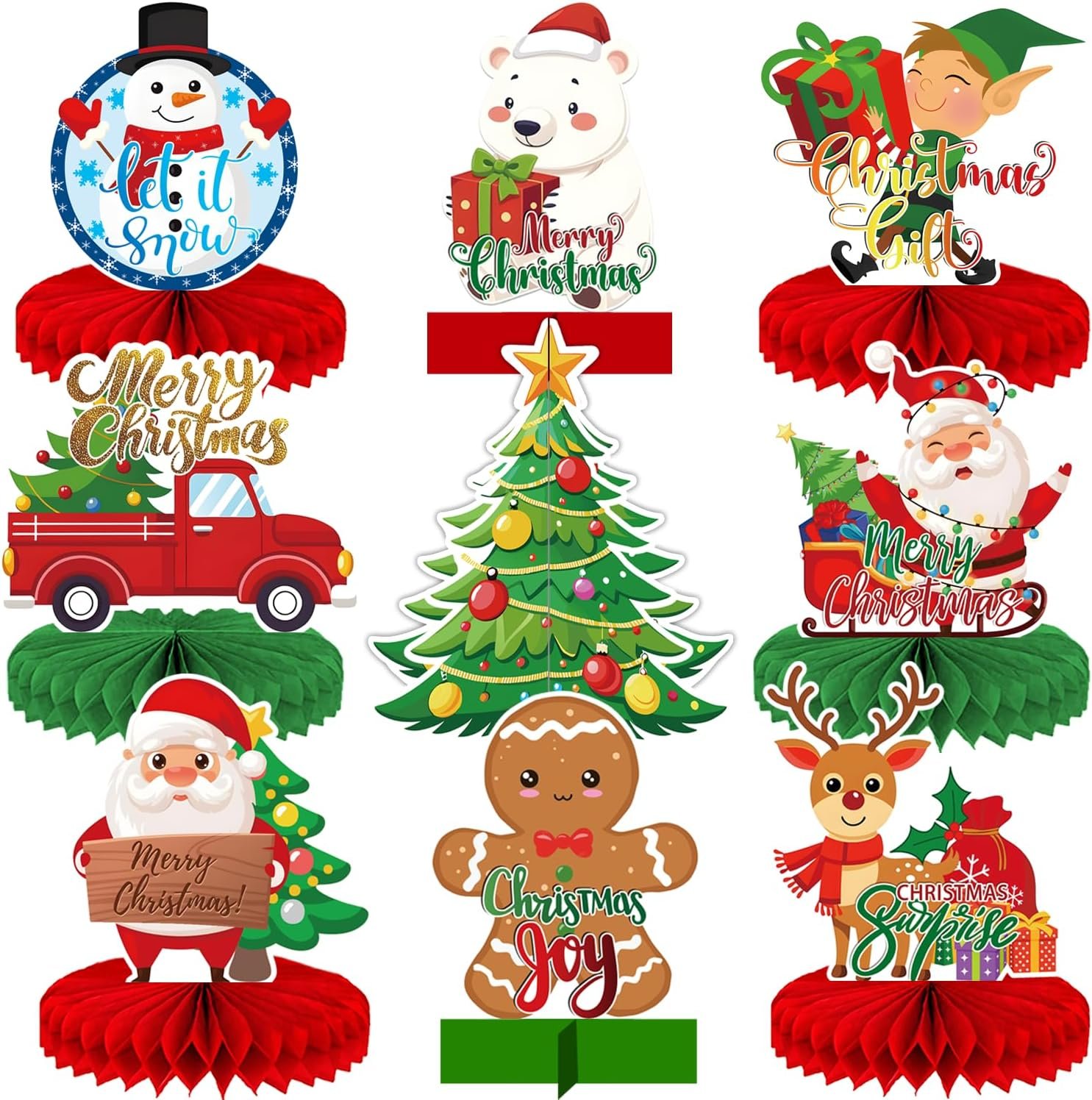 Christmas Table Centerpieces – Christmas Centerpieces for Christmas Party Table Decorations, 9Pcs