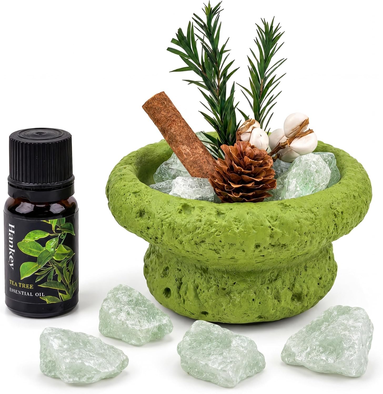 Aromatherapy Decorative Diffuser Crystal Passive Fragrance – Green | Peppermint Essential Oil Diffusers, Gift for Women Men, Natural Stones Ornament, Home Decor Restaurant Room Office