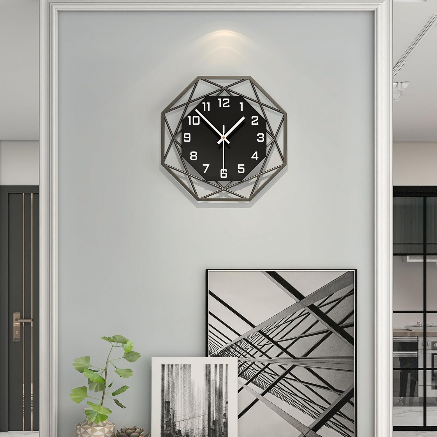 Modern Wall Clocks for Living Room Decor 12in Black Analog Clock | Silent Non-Ticking Quartz Battery Operated for Office Kitchen Bedroom Bathroom Minimalist Small Clock Decoration Easy to Read